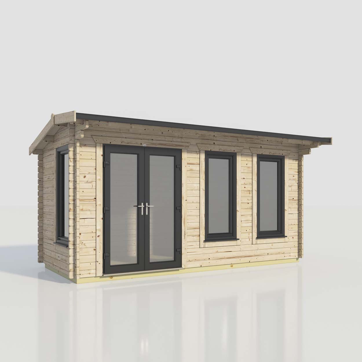 Powersheds Apex Log Cabin - 18ft x 8ft - Doors to Left - 44mm
