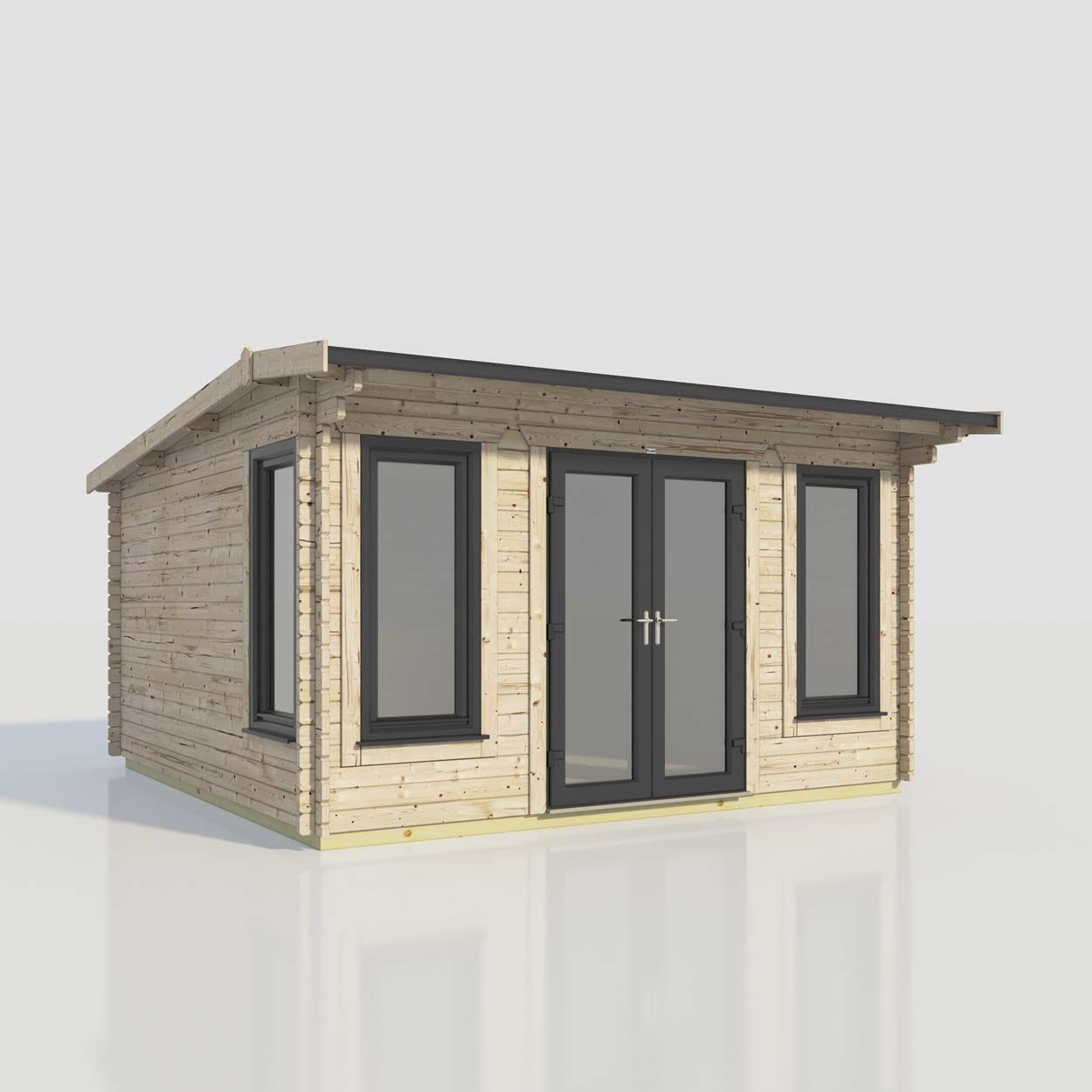 Powersheds Apex Log Cabin - 16ft x 16ft - Doors Central - 44mm