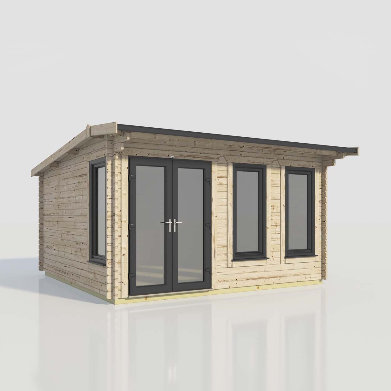 Powersheds Apex Log Cabin - 16ft x 16ft - Doors to Left - 44mm