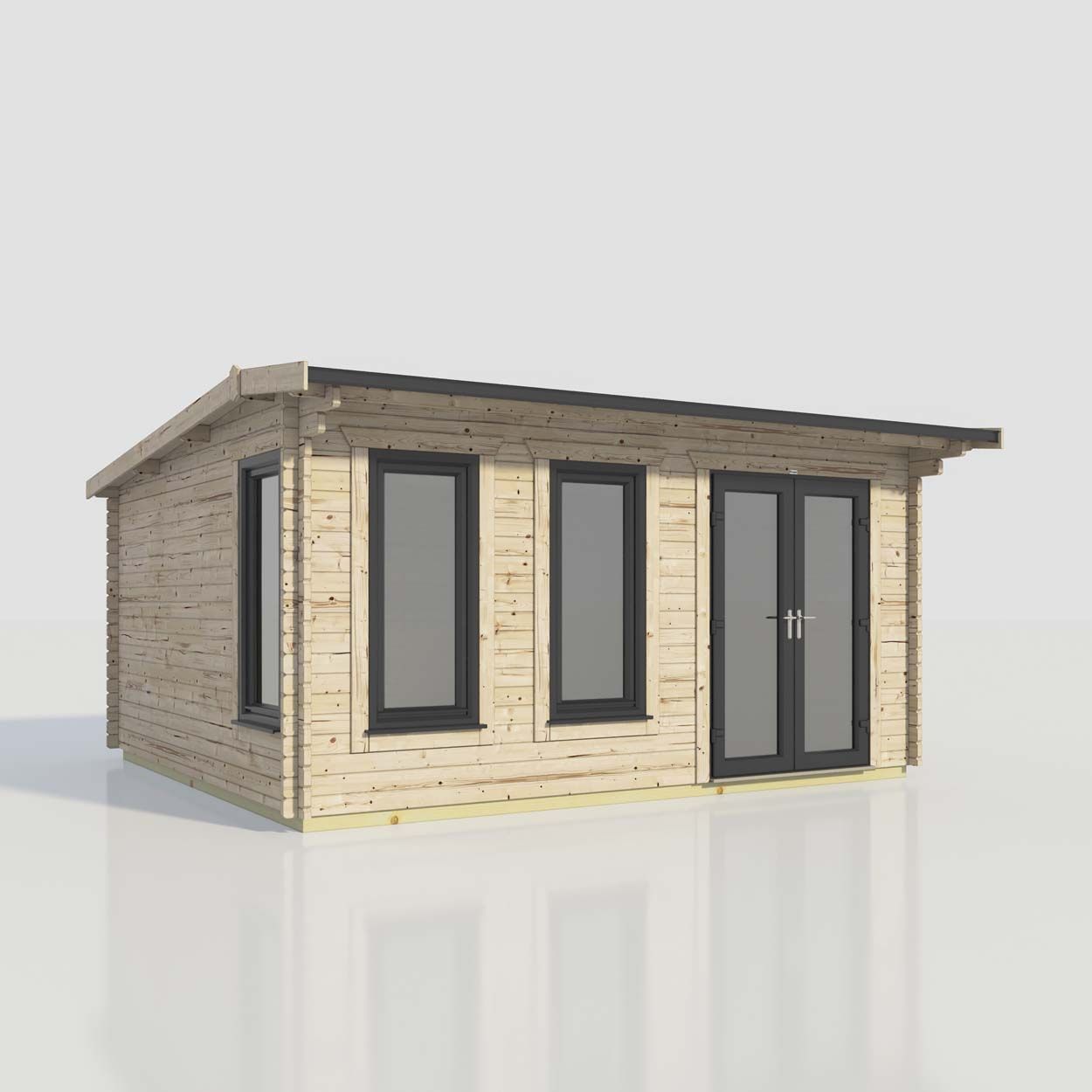 Powersheds Apex Log Cabin - 18ft x 16ft - Doors to Right - 44mm