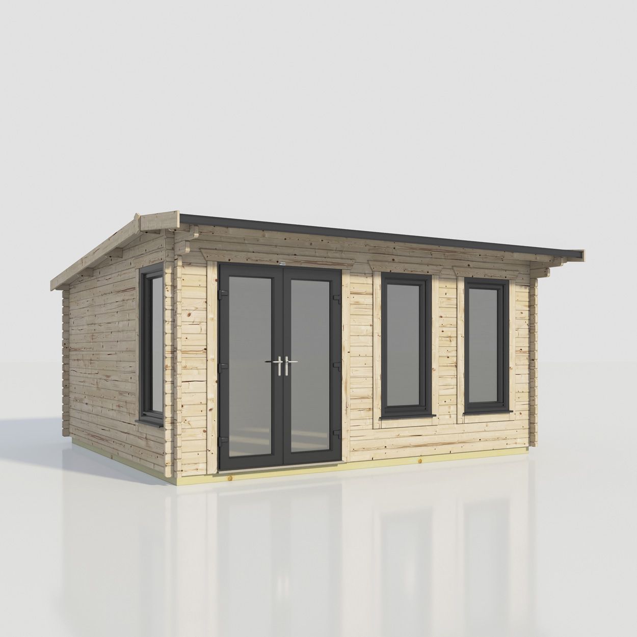 Powersheds Apex Log Cabin - 18ft x 16ft - Doors to Left - 44mm