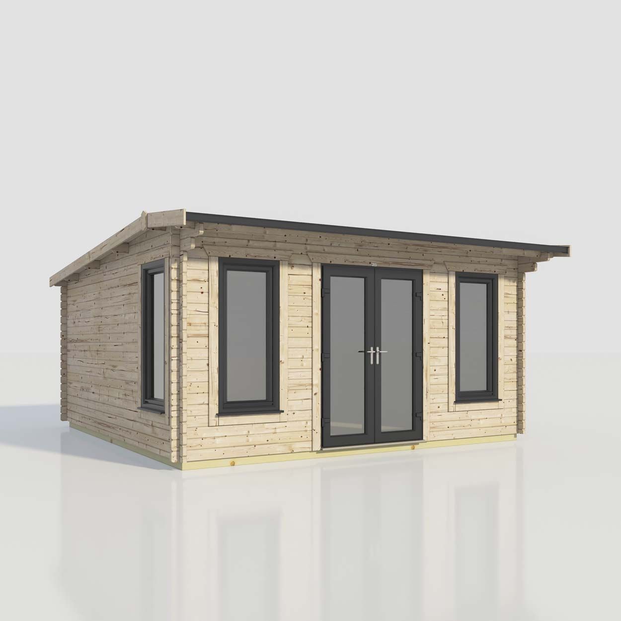 Powersheds Apex Log Cabin - 18ft x 18ft - Doors Central - 44mm