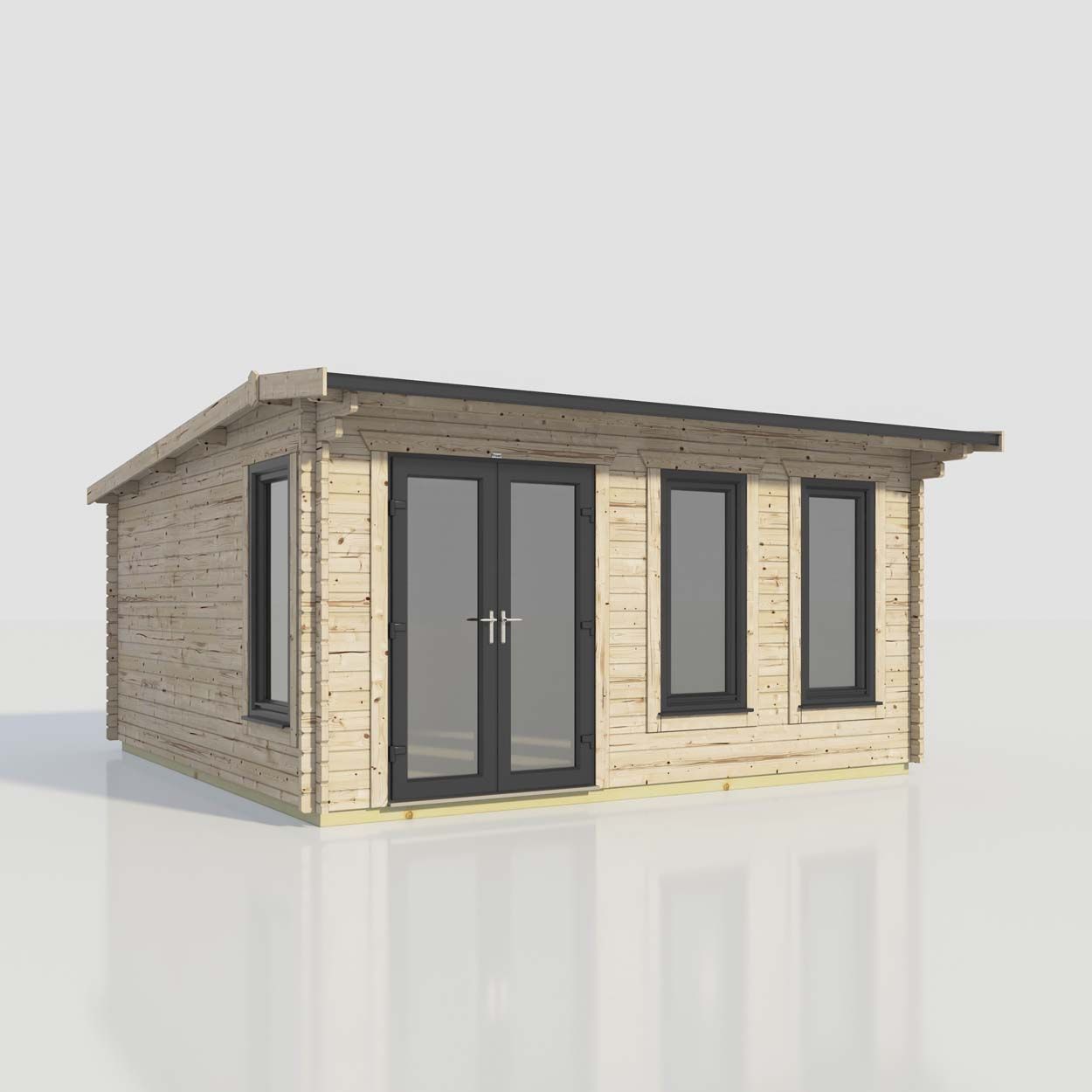 Powersheds Apex Log Cabin - 18ft x 18ft - Doors to Left - 44mm