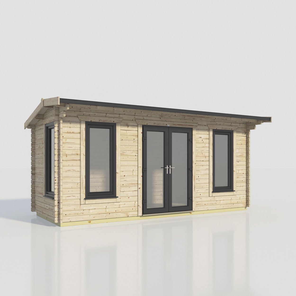 Powersheds Apex Log Cabin - 20ft x 8ft - Doors Central - 44mm
