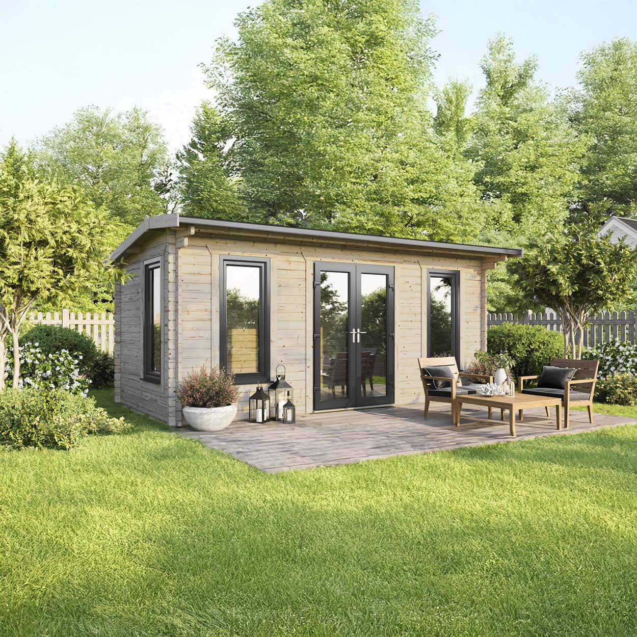 Powersheds Apex Log Cabin - 20ft x 10ft - Doors Central - 44mm