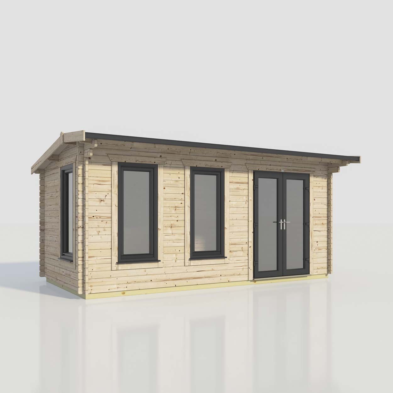 Powersheds Apex Log Cabin - 20ft x 10ft - Doors to Right - 44mm