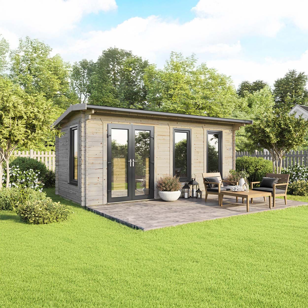 Powersheds Apex Log Cabin - 20ft x 10ft - Doors to Left - 44mm