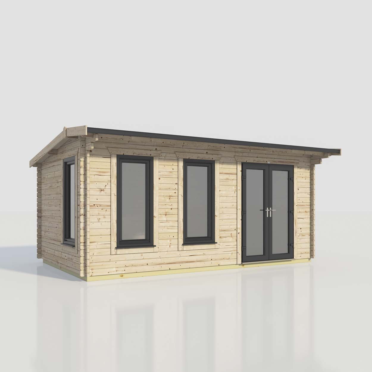 Powersheds Apex Log Cabin - 20ft x 12ft - Doors to Right - 44mm
