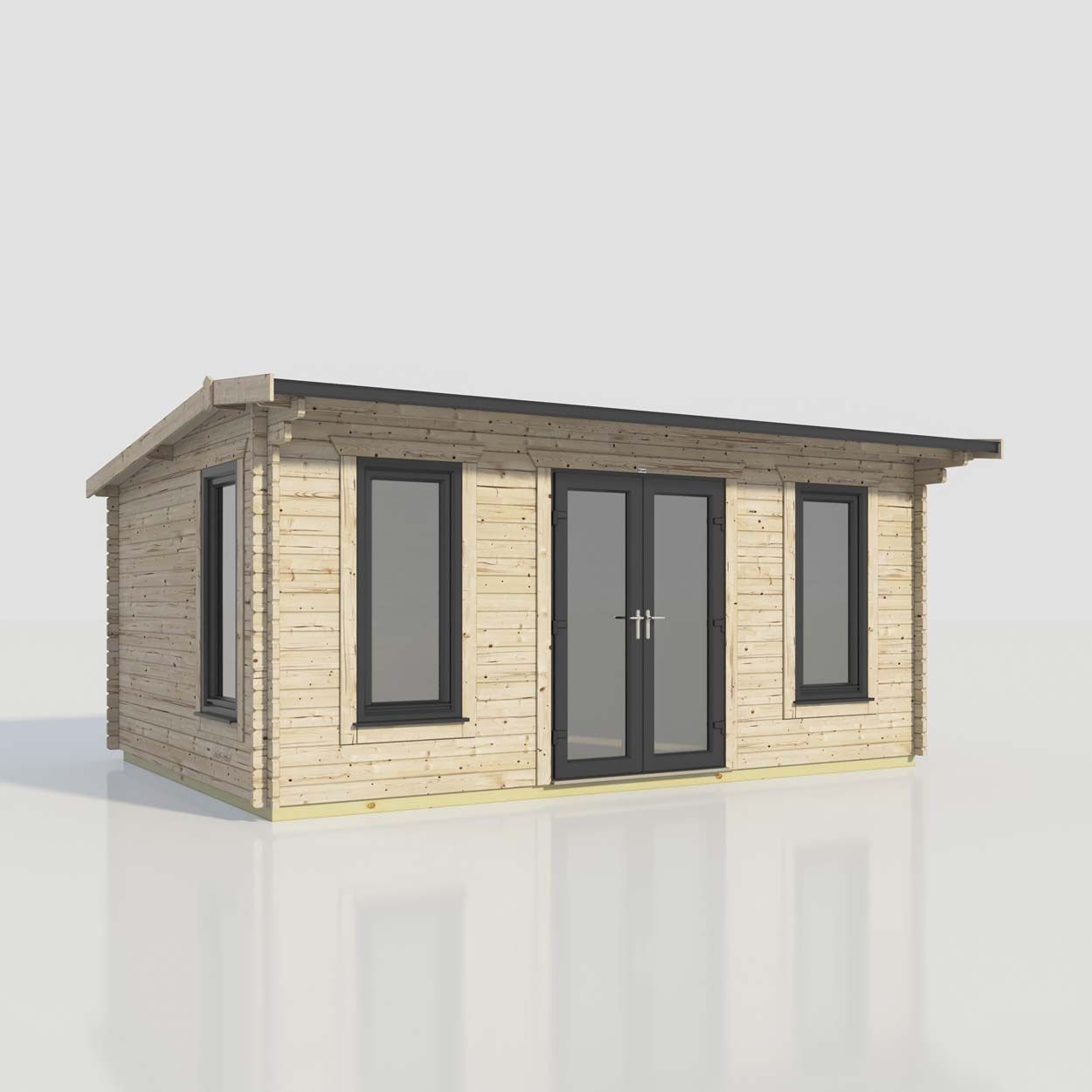 Powersheds Apex Log Cabin - 20ft x 14ft - Doors Central - 44mm