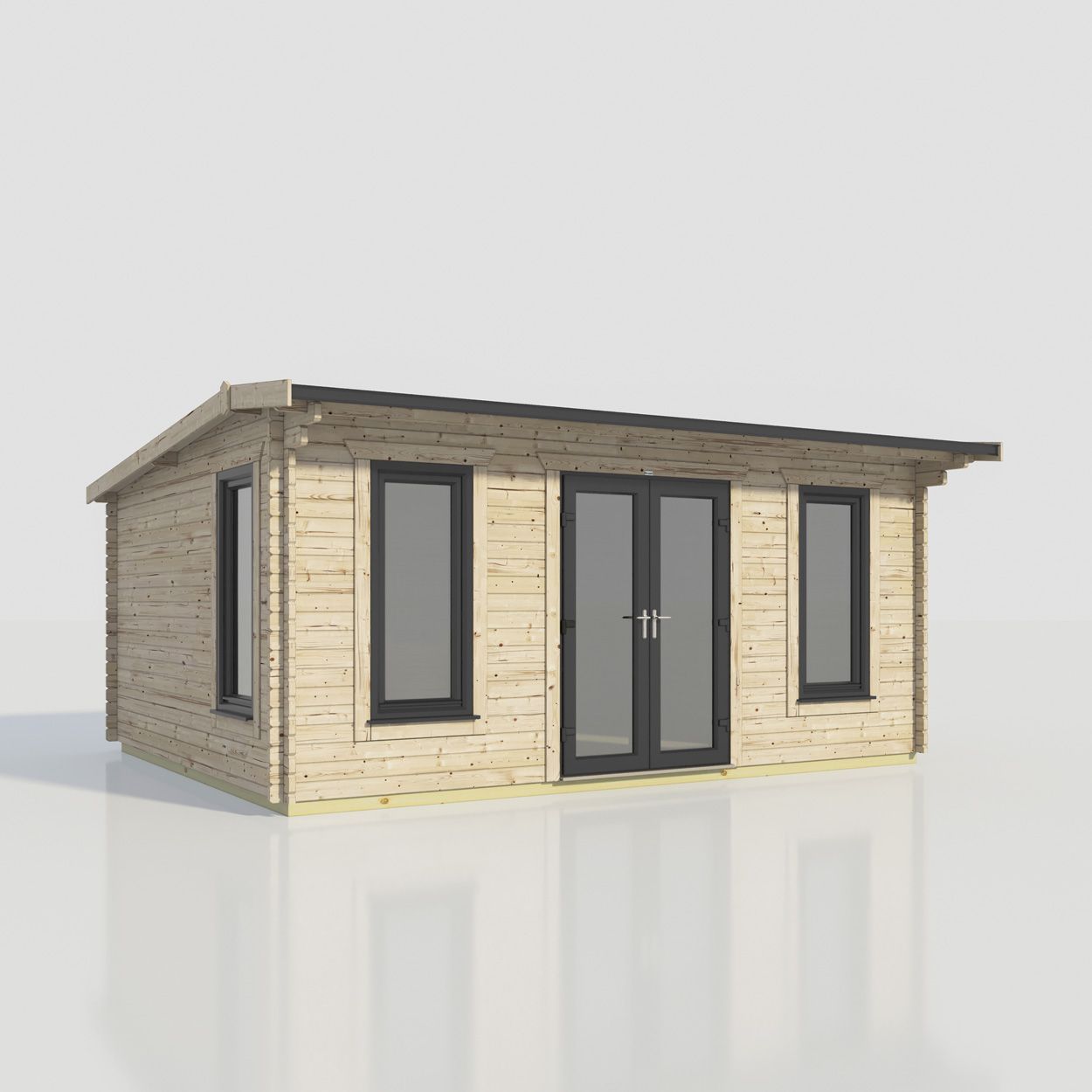 Powersheds Apex Log Cabin - 20ft x 16ft - Doors Central - 44mm