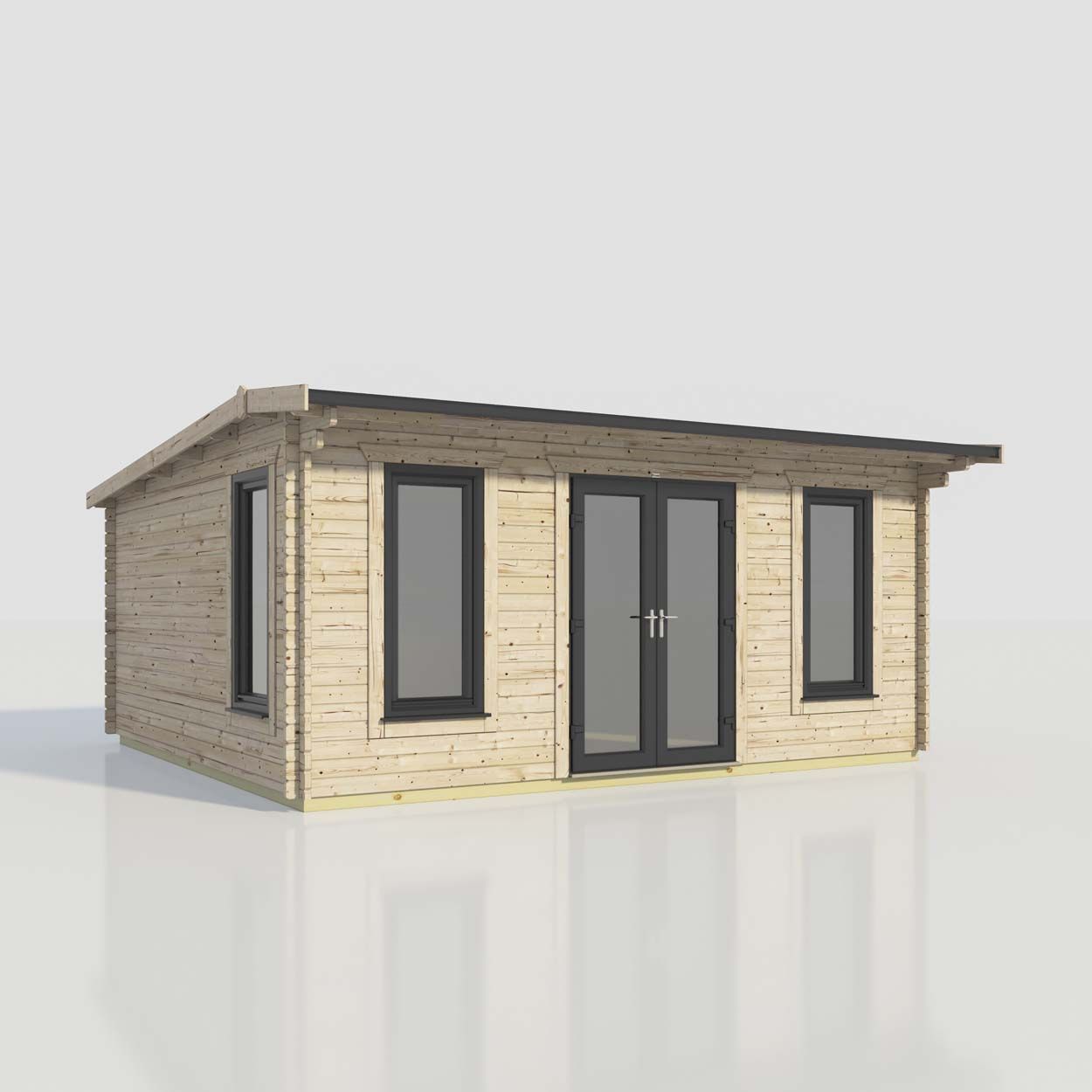 Powersheds Apex Log Cabin - 20ft x 18ft - Doors Central - 44mm