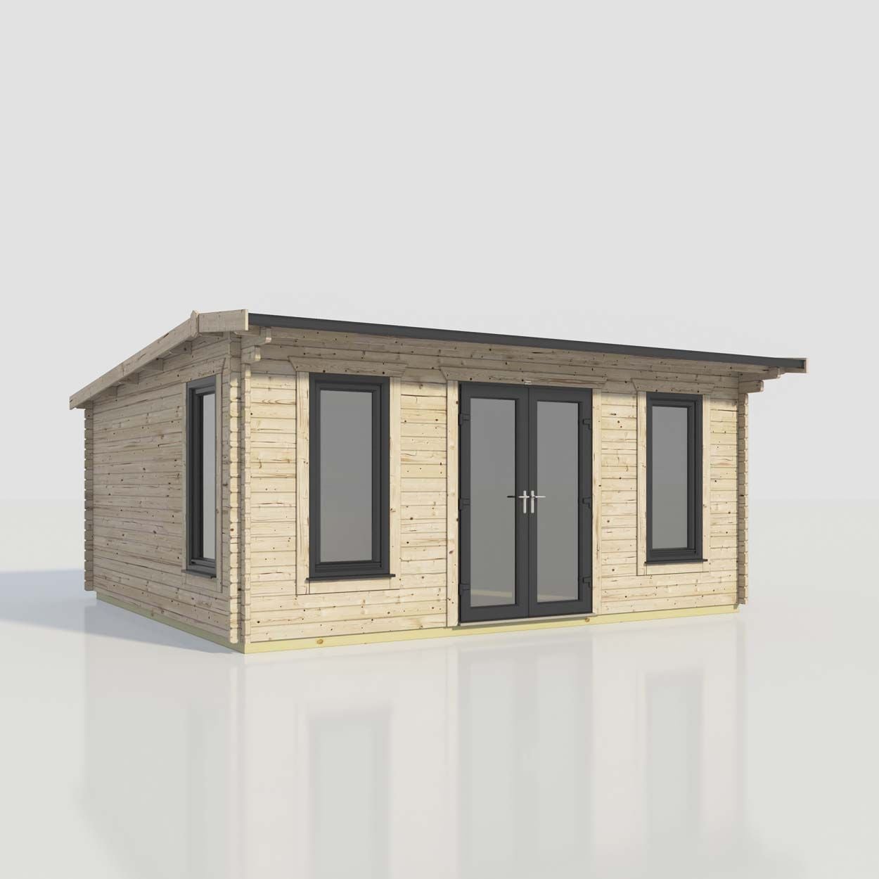 Powersheds Apex Log Cabin - 20ft x 18ft - Doors Central - 44mm