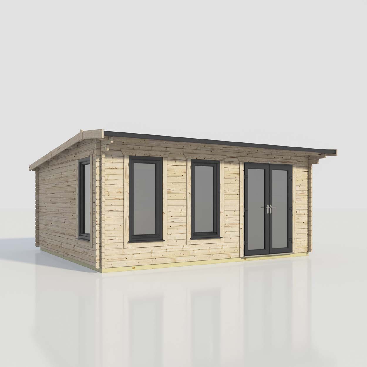 Powersheds Apex Log Cabin - 20ft x 18ft - Doors to Right - 44mm