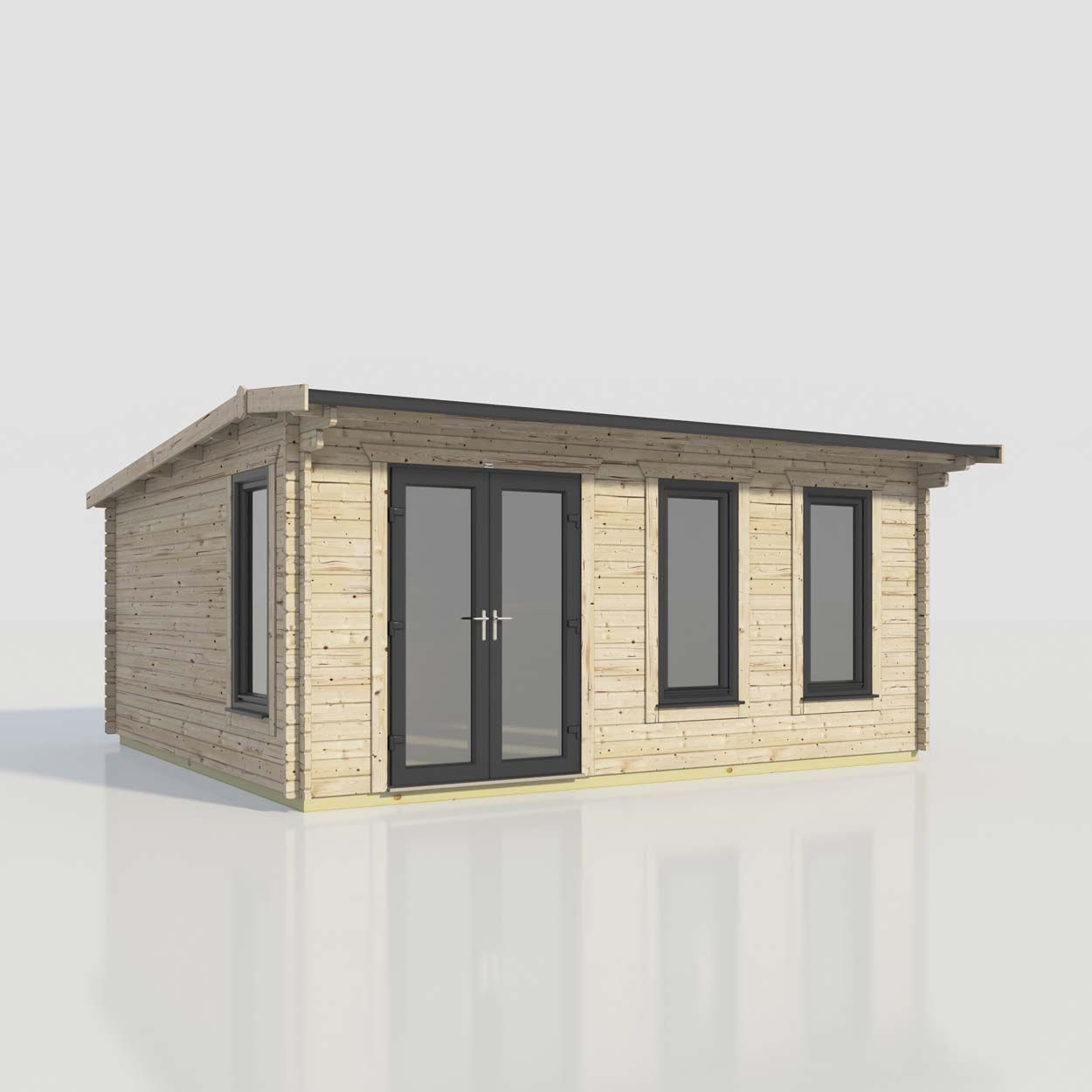 Powersheds Apex Log Cabin - 20ft x 18ft - Doors to Left - 44mm
