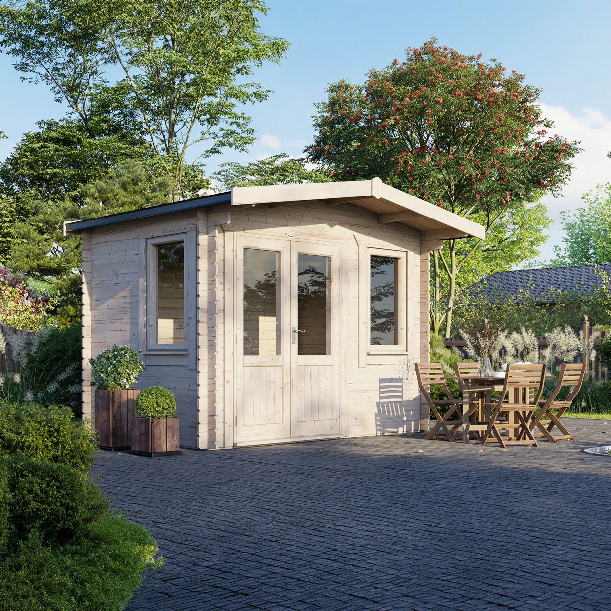 Powersheds Chalet Log Cabin - 8ft x 12ft - Doors to Left - 28mm