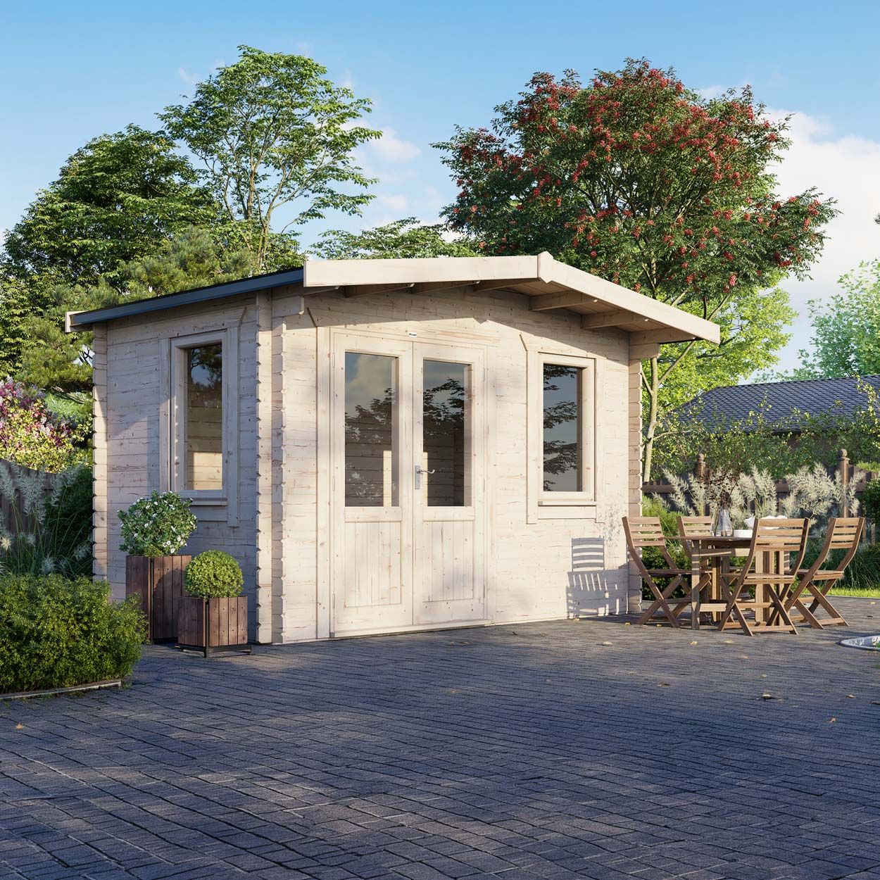 Powersheds Chalet Log Cabin - 8ft x 14ft - Doors to Left - 28mm
