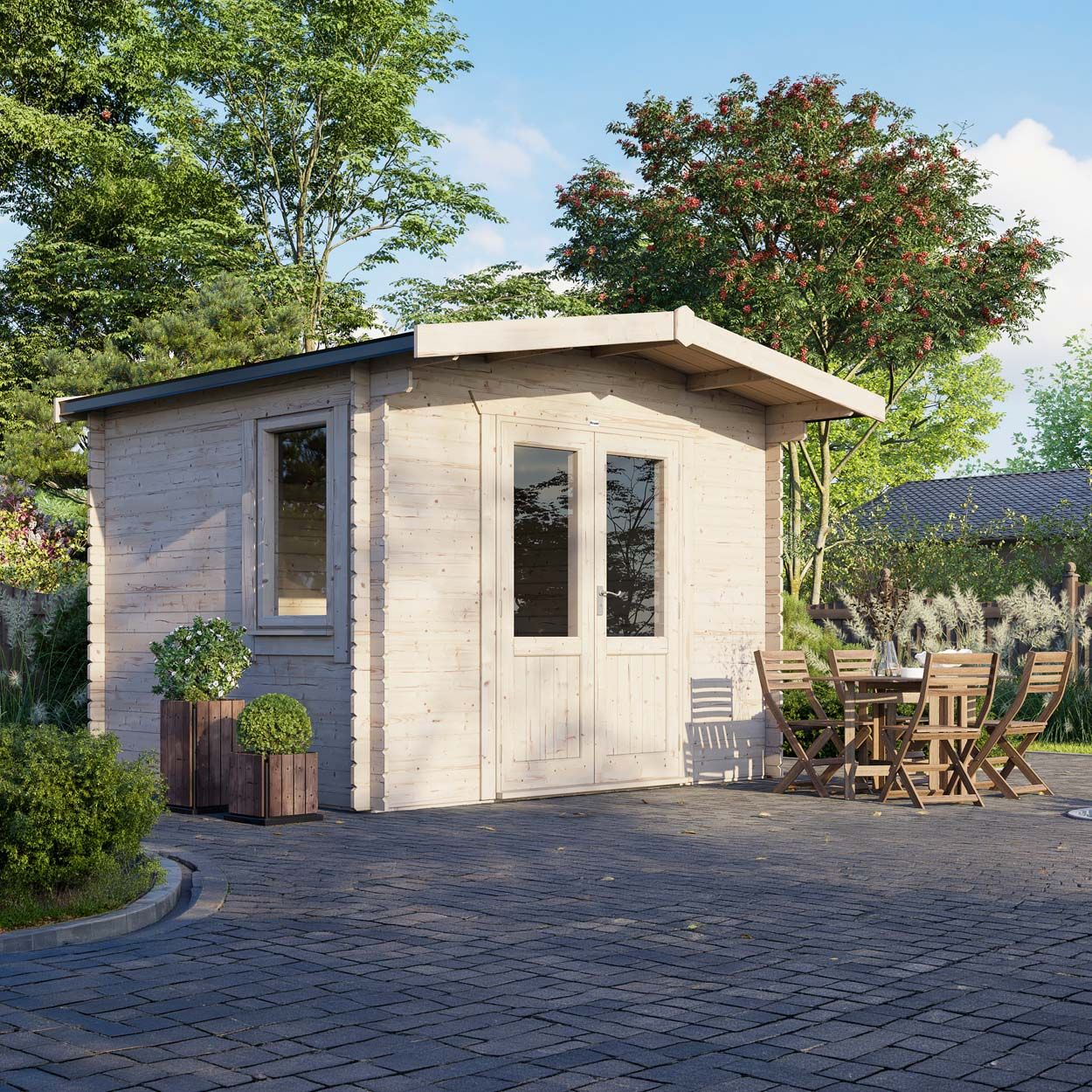 Powersheds Chalet Log Cabin - 10ft x 12ft - Doors Central - 28mm