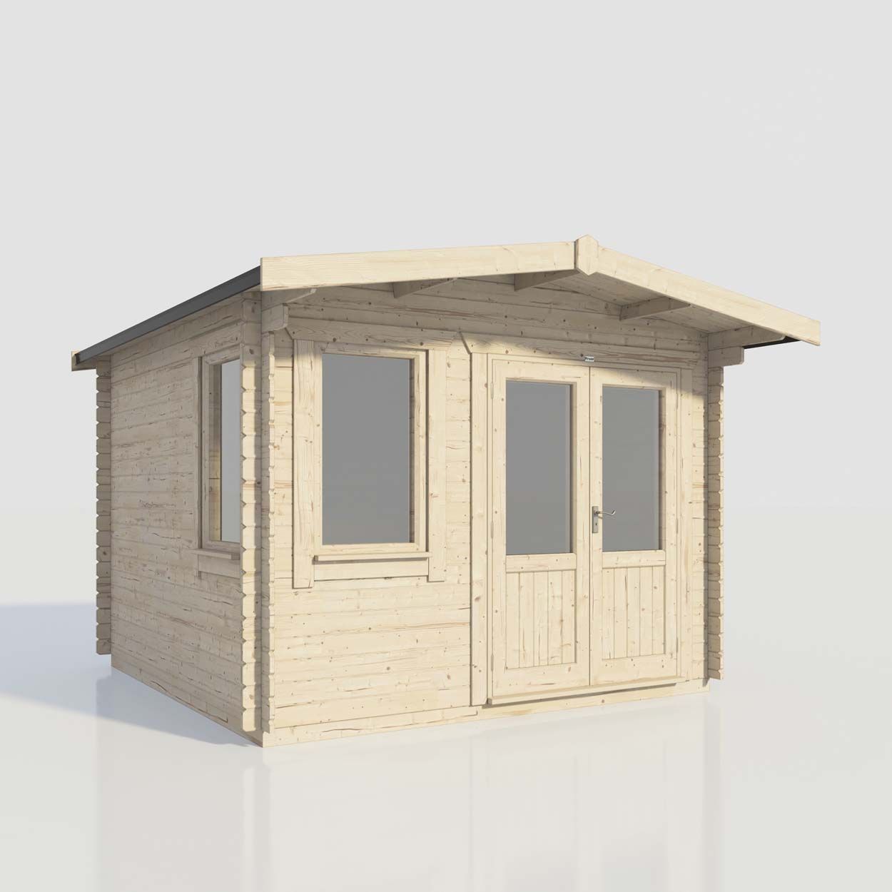 Powersheds Chalet Log Cabin - 12ft x 12ft - Doors to Right - 28mm