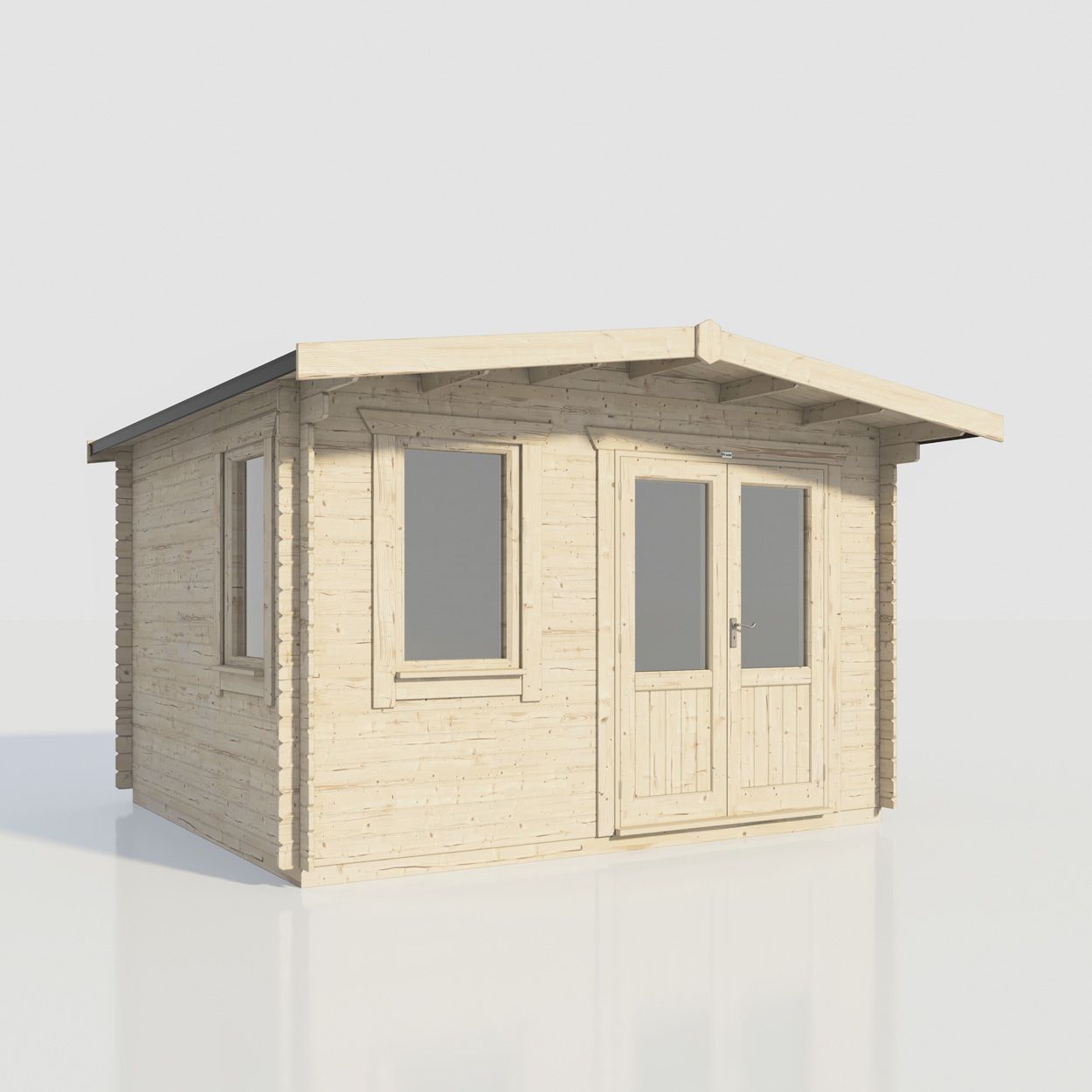 Powersheds Chalet Log Cabin - 12ft x 14ft - Doors to Right - 28mm