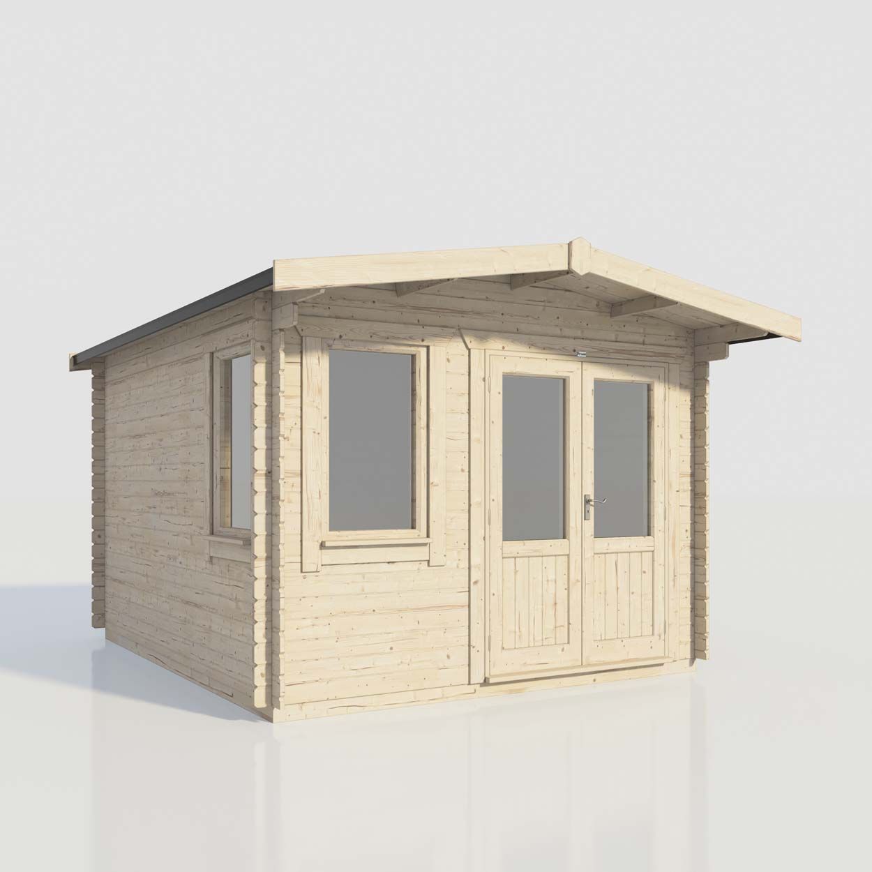 Powersheds Chalet Log Cabin - 14ft x 12ft - Doors to Right - 28mm