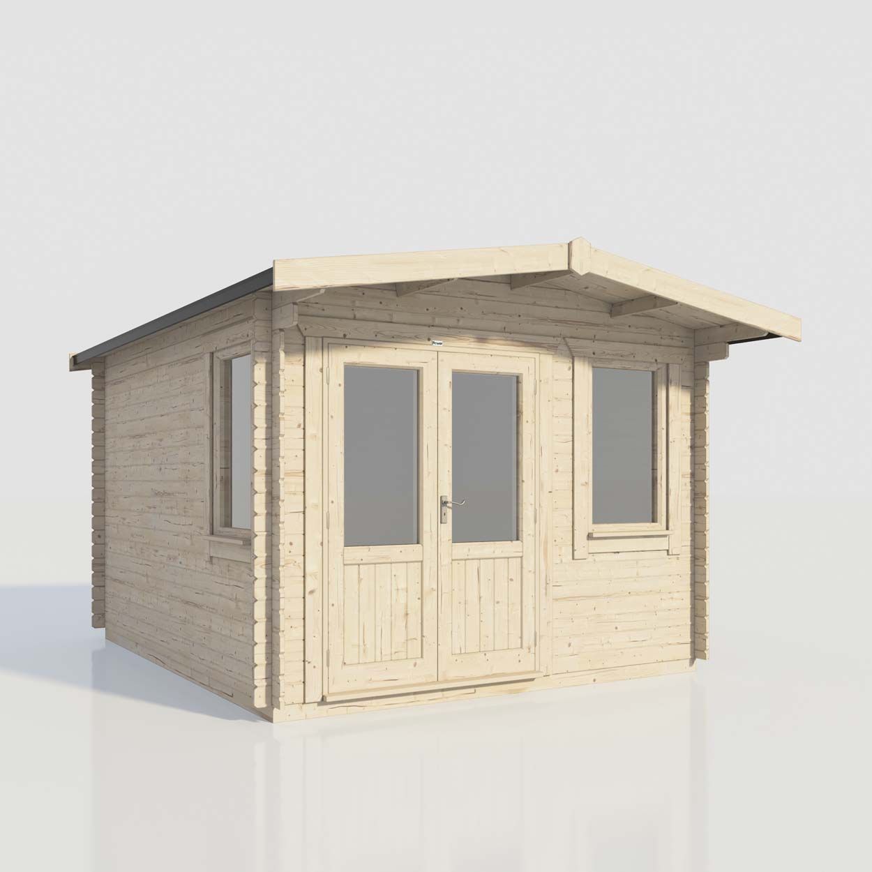 Powersheds Chalet Log Cabin - 14ft x 12ft - Doors to Left - 28mm