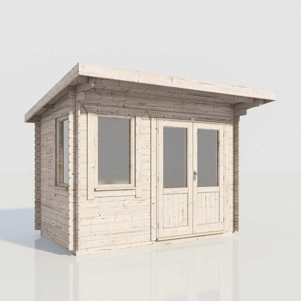 Powersheds Pent Log Cabin - 12ft x 8ft - Doors to Right - 28mm