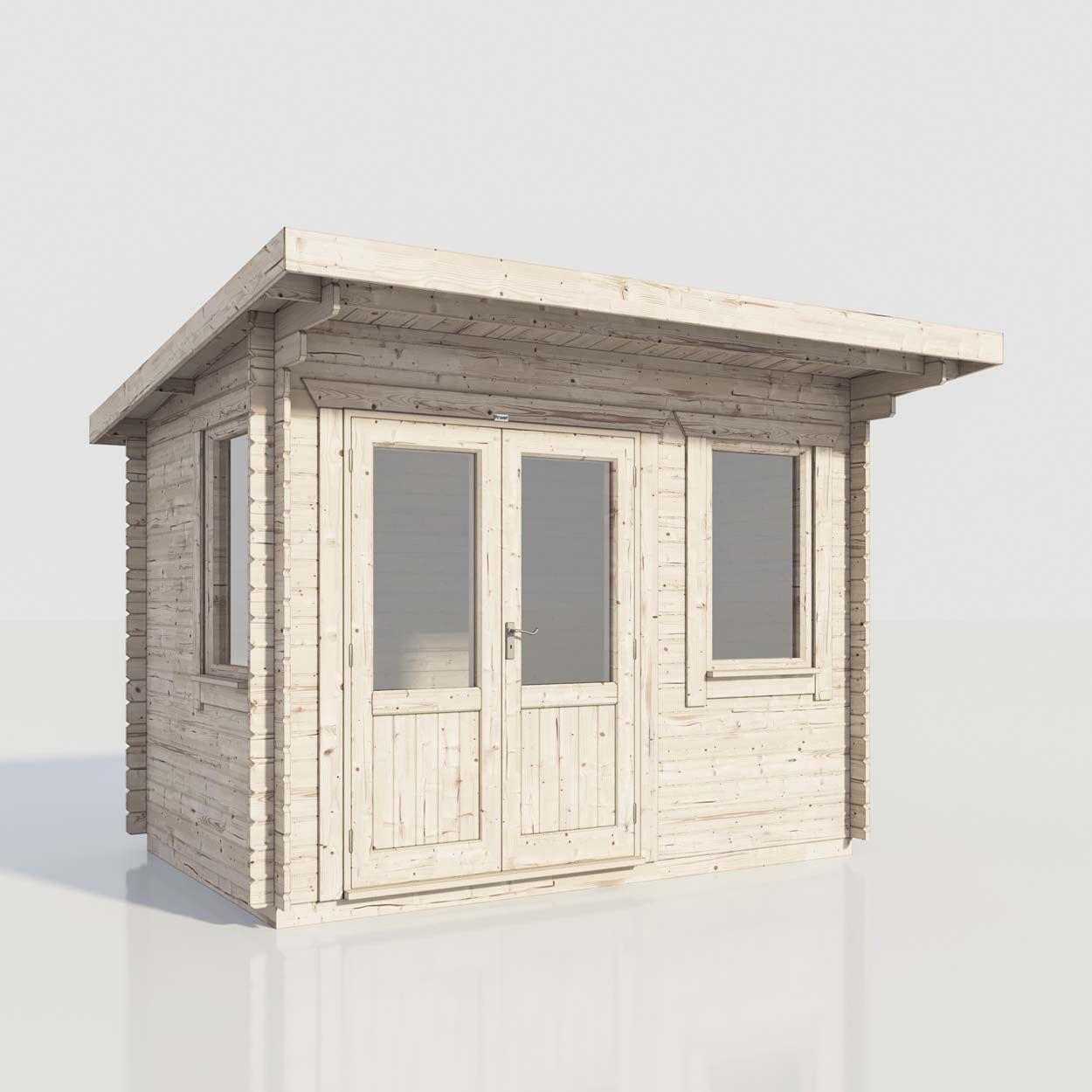 Powersheds Pent Log Cabin - 12ft x 8ft - Doors to Left - 28mm