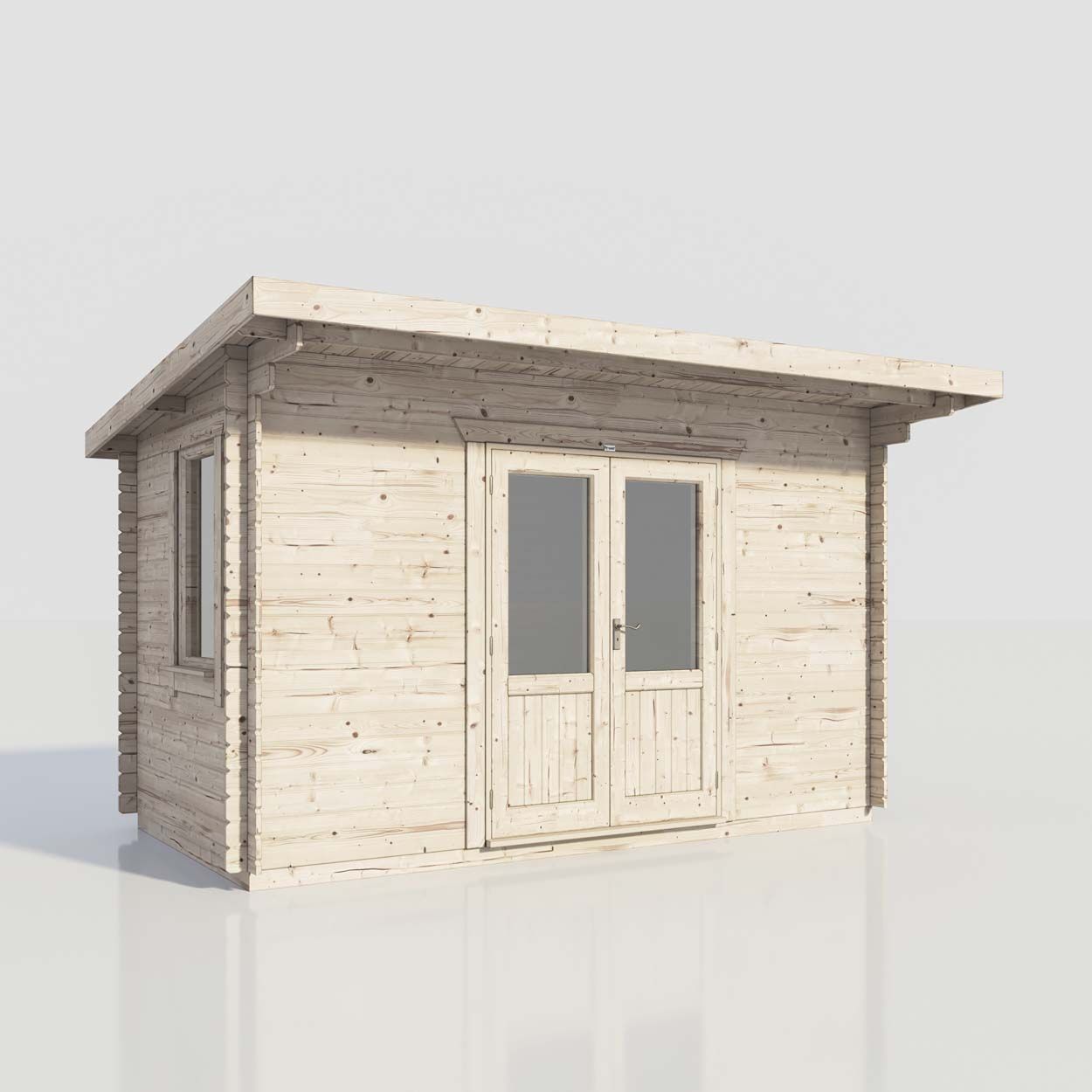 Powersheds Pent Log Cabin - 14ft x 8ft - Doors Central - 28mm