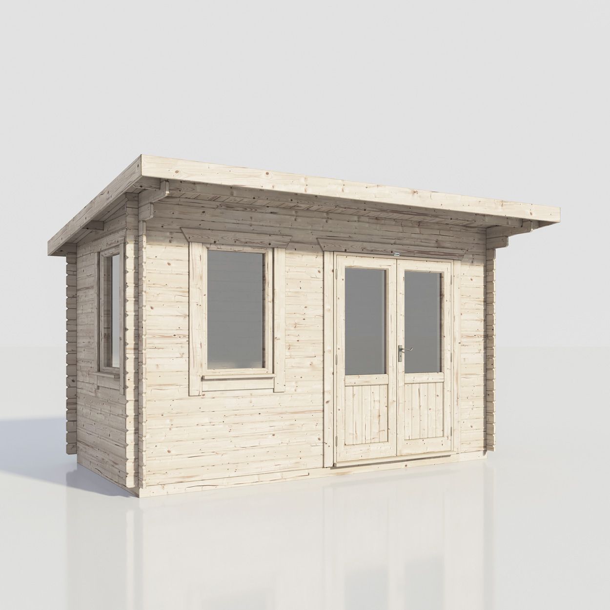Powersheds Pent Log Cabin - 14ft x 8ft - Doors to Right - 28mm