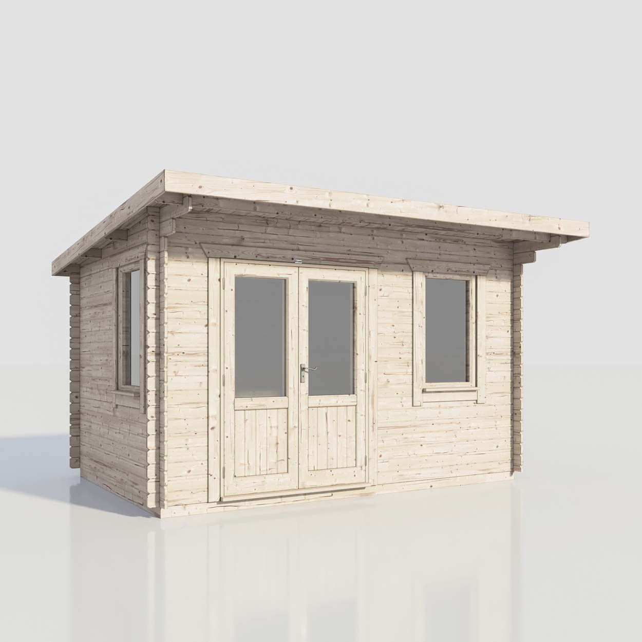 Powersheds Pent Log Cabin - 14ft x 10ft - Doors to Left - 28mm