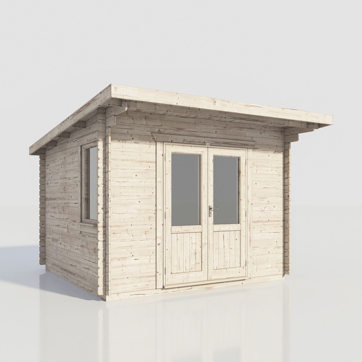 Powersheds Pent Log Cabin - 12ft x 12ft - Doors Central - 28mm
