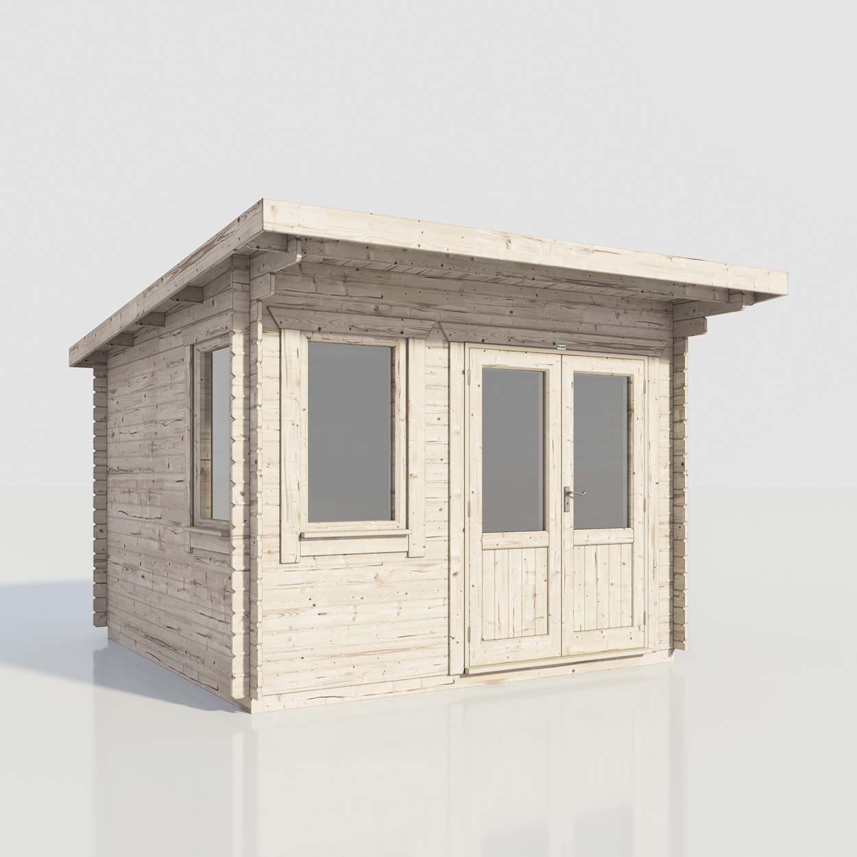 Powersheds Pent Log Cabin - 12ft x 12ft - Doors to Right - 28mm