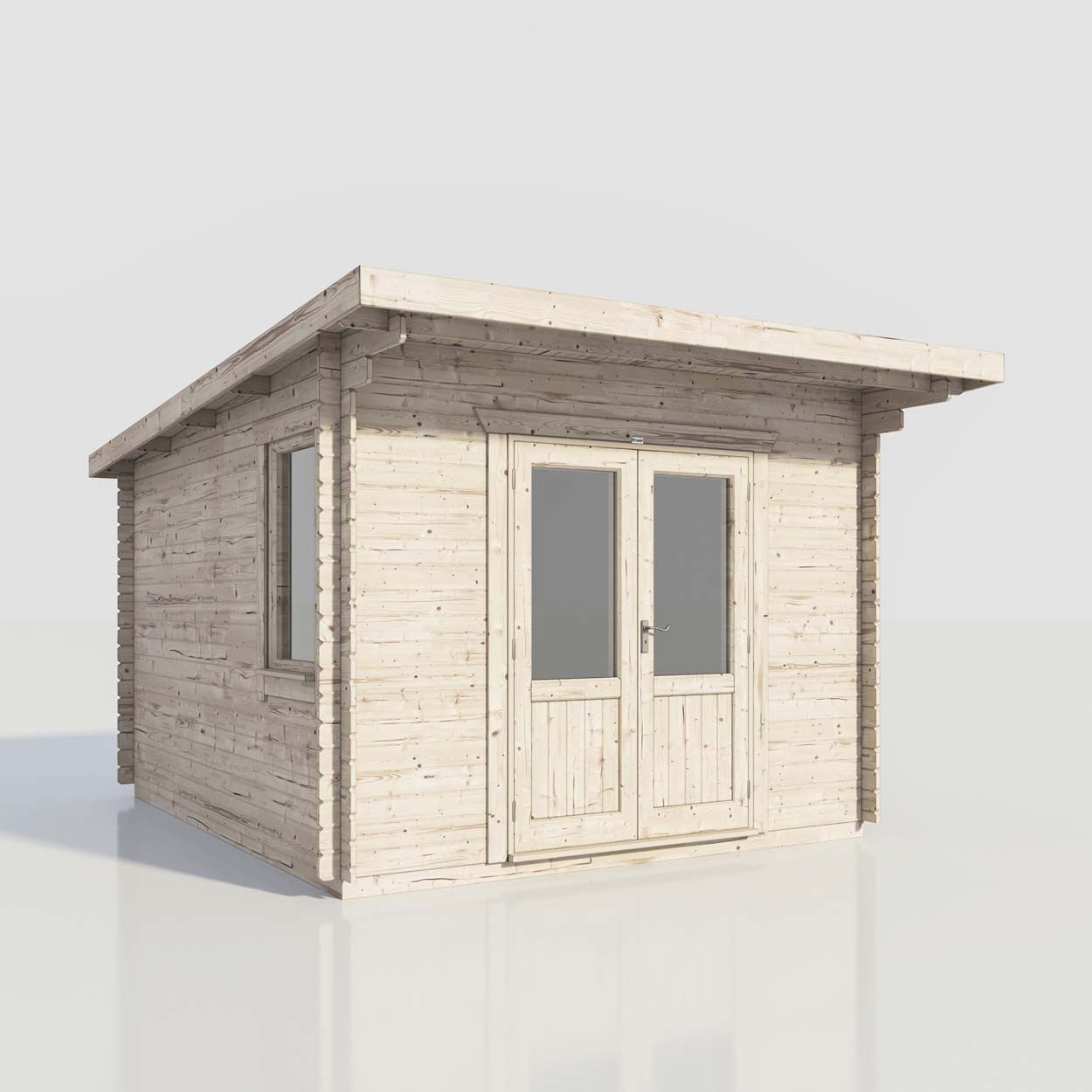 Powersheds Pent Log Cabin - 12ft x 14ft - Doors Central - 28mm
