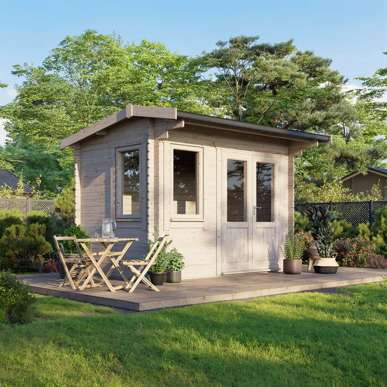 Powersheds Apex Log Cabin - 12ft x 8ft - Doors to Right - 28mm