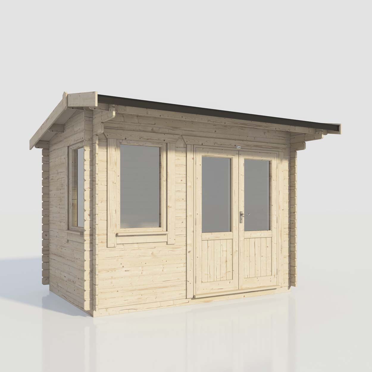 Powersheds Apex Log Cabin - 12ft x 8ft - Doors to Right - 28mm