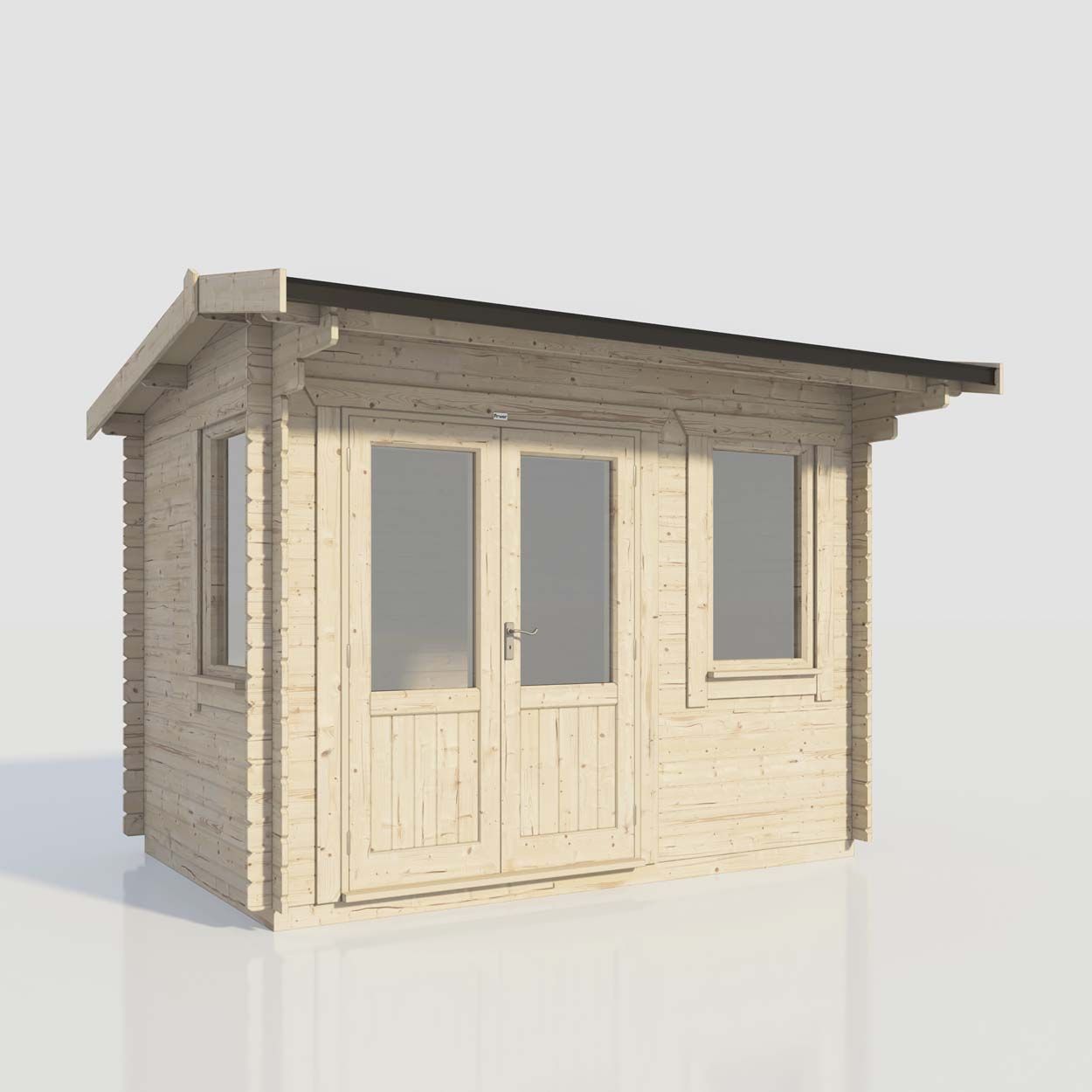 Powersheds Apex Log Cabin - 12ft x 8ft - Doors to Left - 28mm