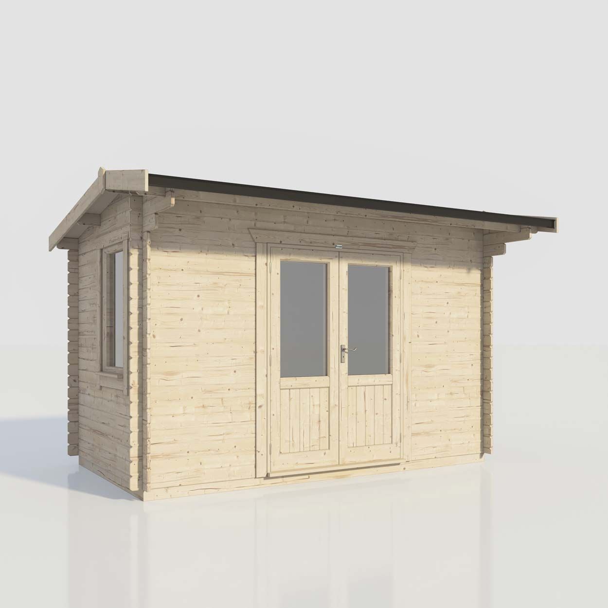Powersheds Apex Log Cabin - 14ft x 8ft - Doors Central - 28mm
