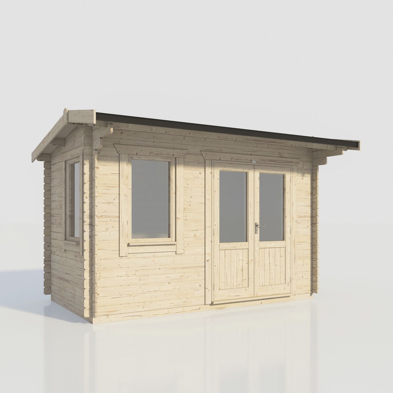 Powersheds Apex Log Cabin - 14ft x 8ft - Doors to Right - 28mm