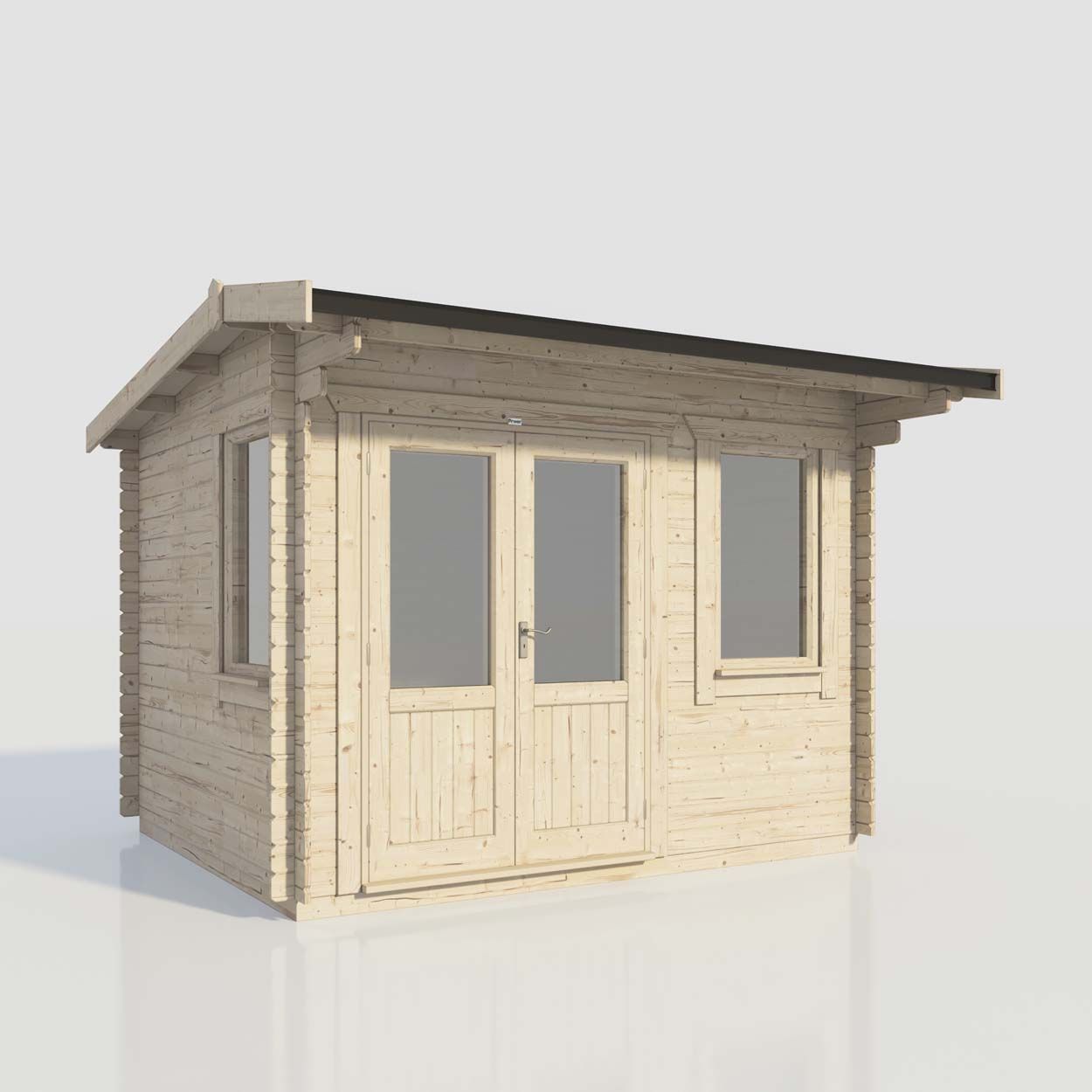 Powersheds Apex Log Cabin - 12ft x 10ft - Doors to Left - 28mm