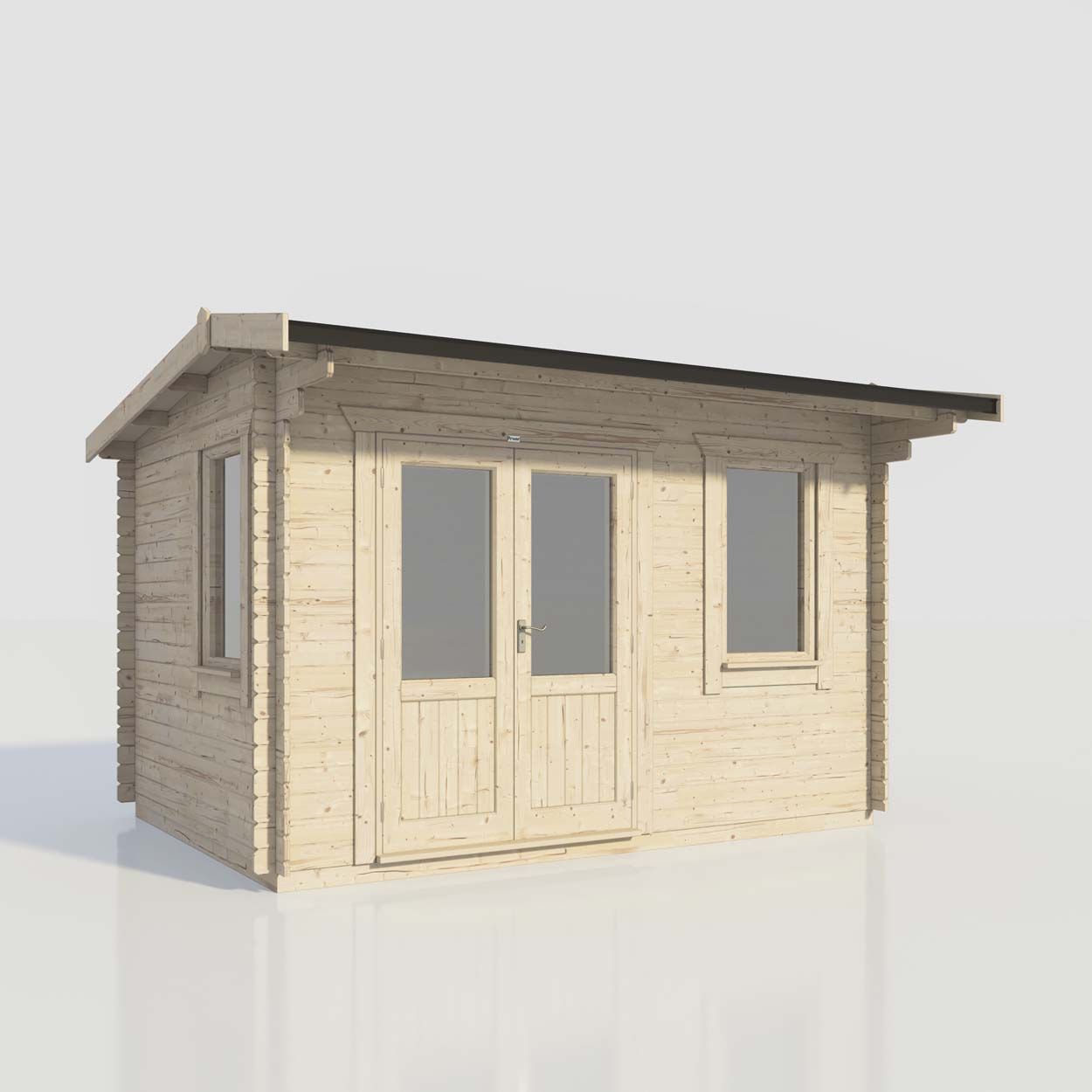 Powersheds Apex Log Cabin - 14ft x 10ft - Doors to Left - 28mm