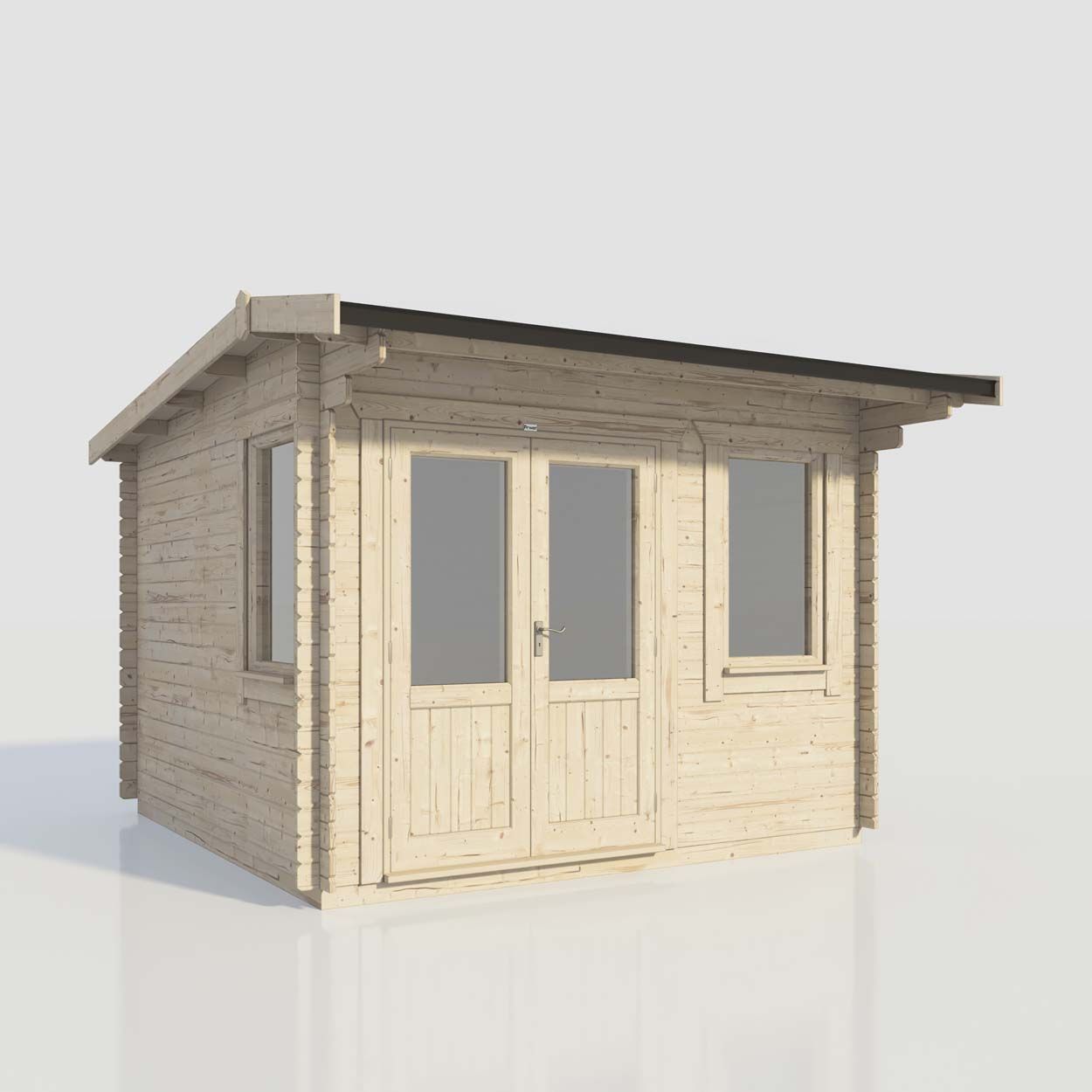 Powersheds Apex Log Cabin - 12ft x 12ft - Doors to Left - 28mm