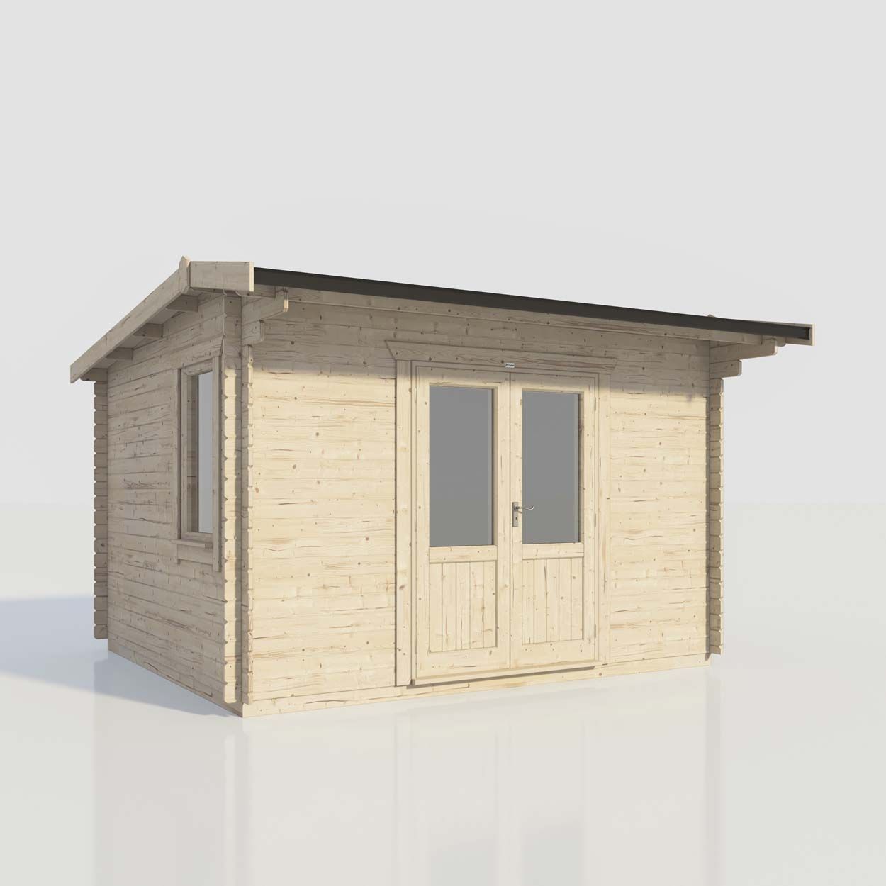 Powersheds Apex Log Cabin - 14ft x 12ft - Doors Central - 28mm