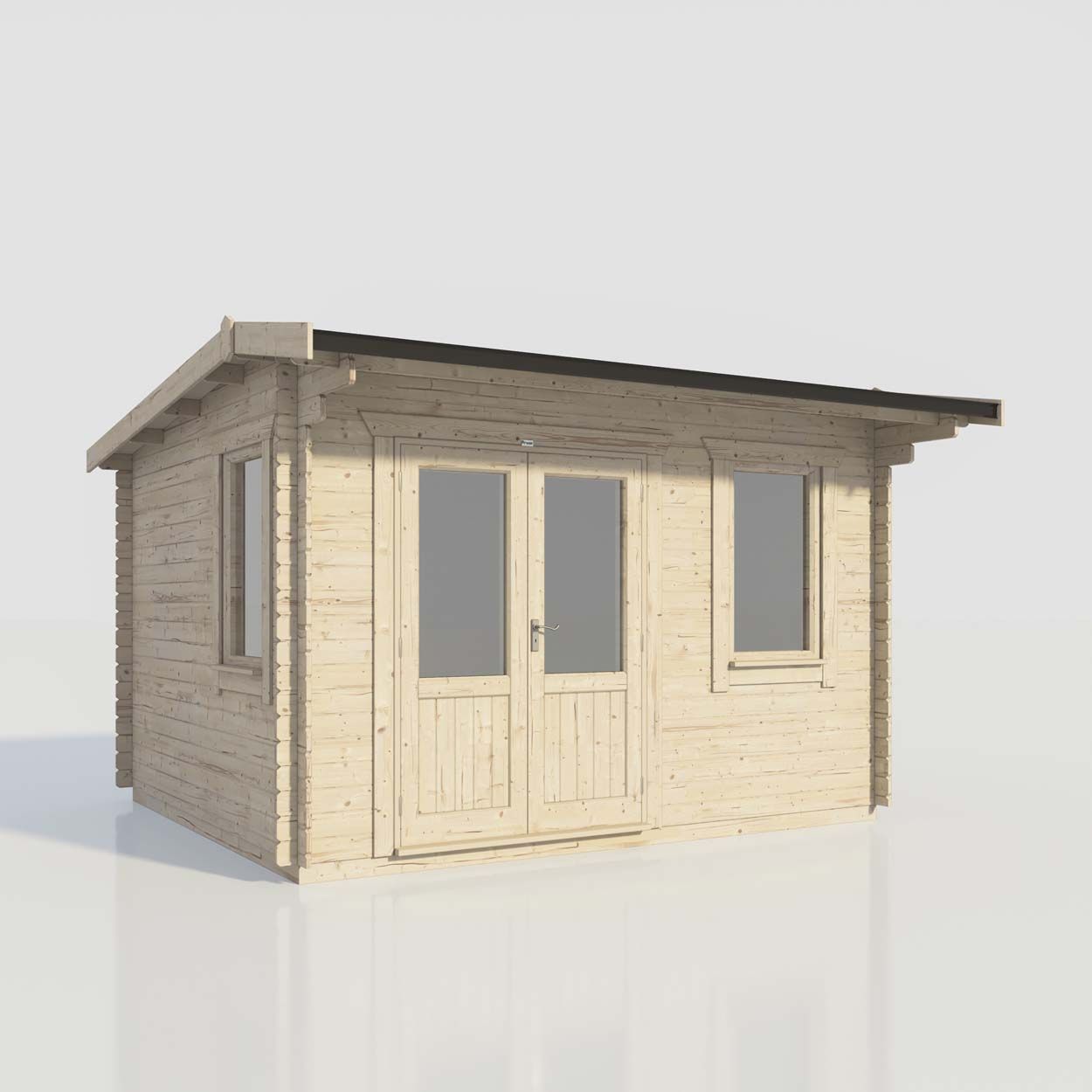 Powersheds Apex Log Cabin - 14ft x 12ft - Doors to Left - 28mm