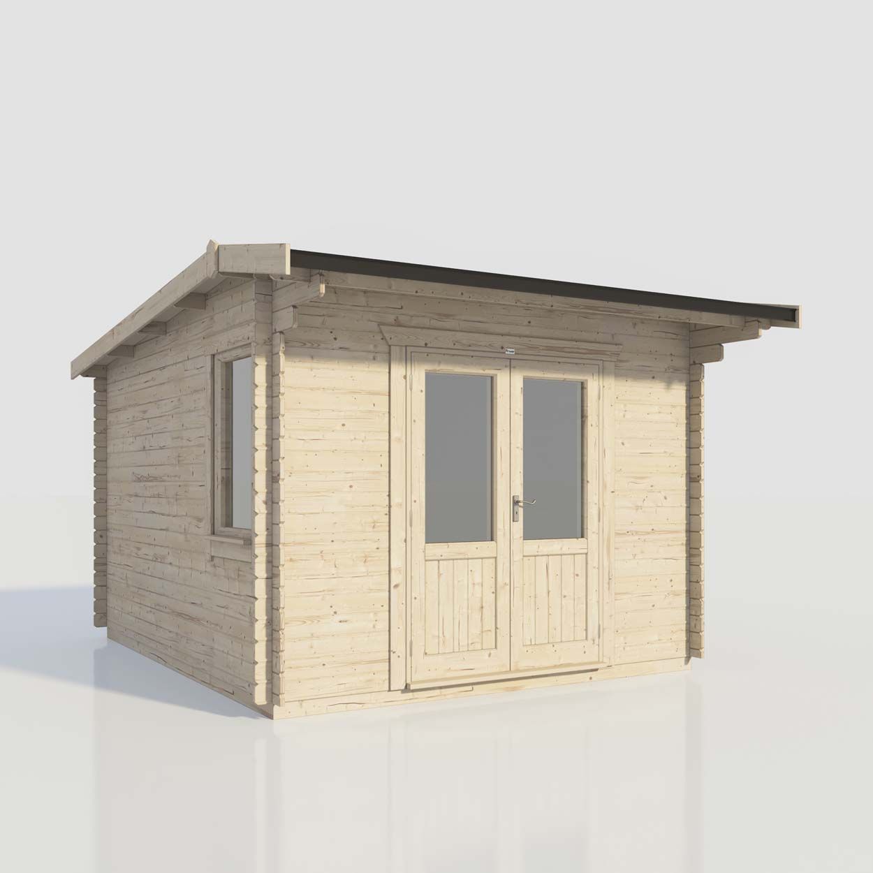Powersheds Apex Log Cabin - 12ft x 14ft - Doors Central - 28mm