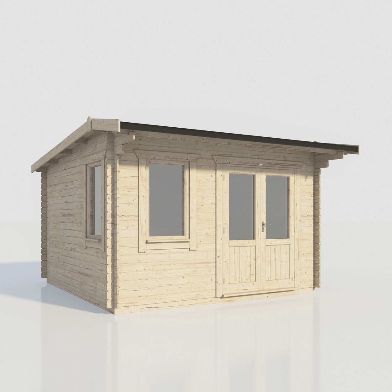 Powersheds Apex Log Cabin - 14ft x 14ft - Doors to Right - 28mm