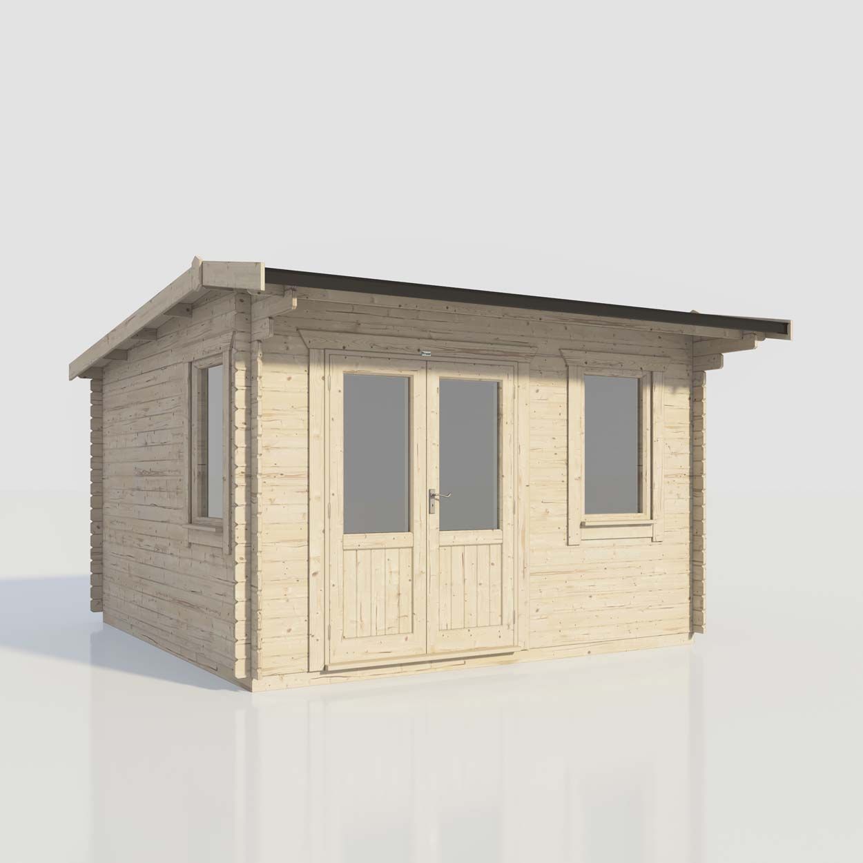Powersheds Apex Log Cabin - 14ft x 14ft - Doors to Left - 28mm