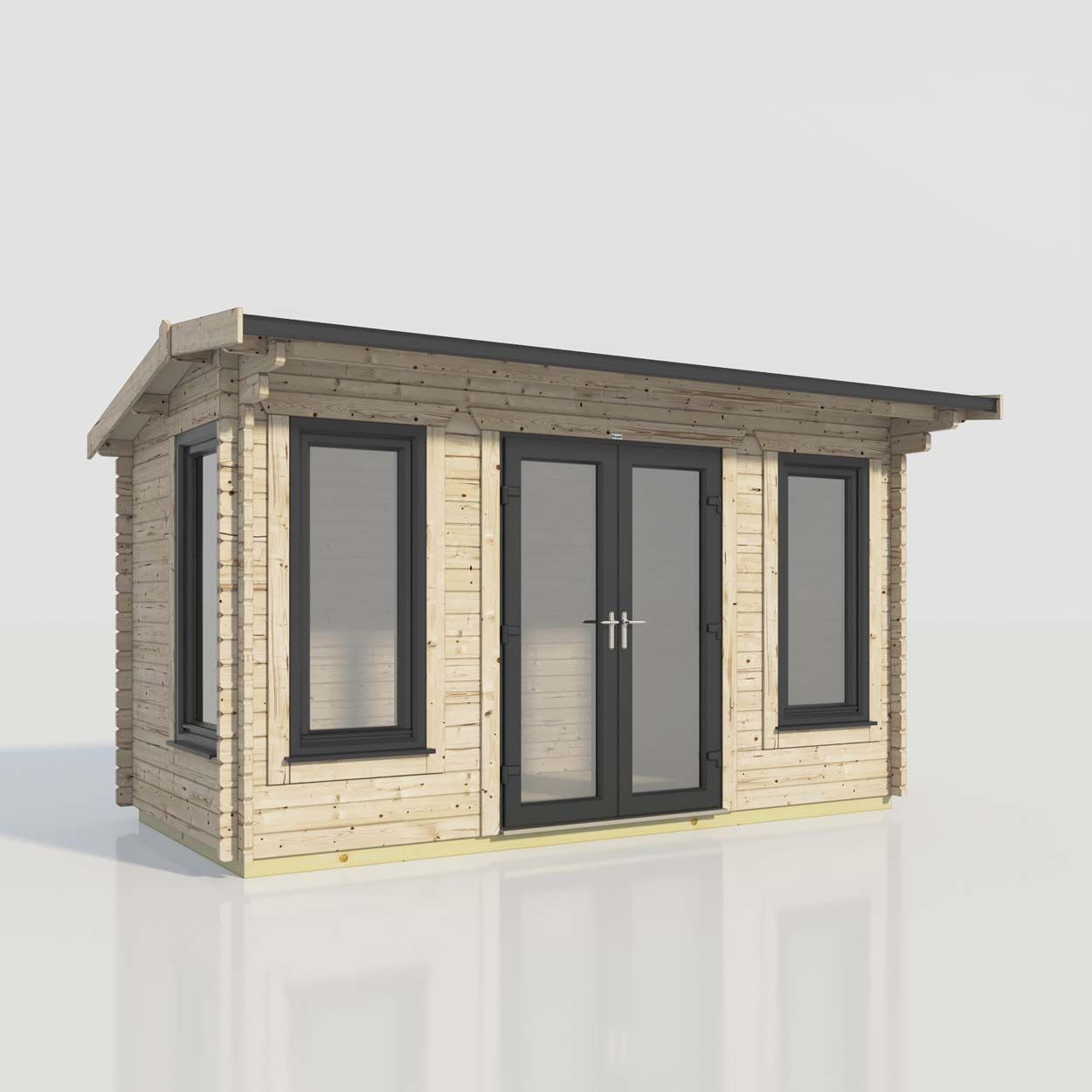 Powersheds Apex Log Cabin - 16ft x 8ft - Doors Central - 44mm