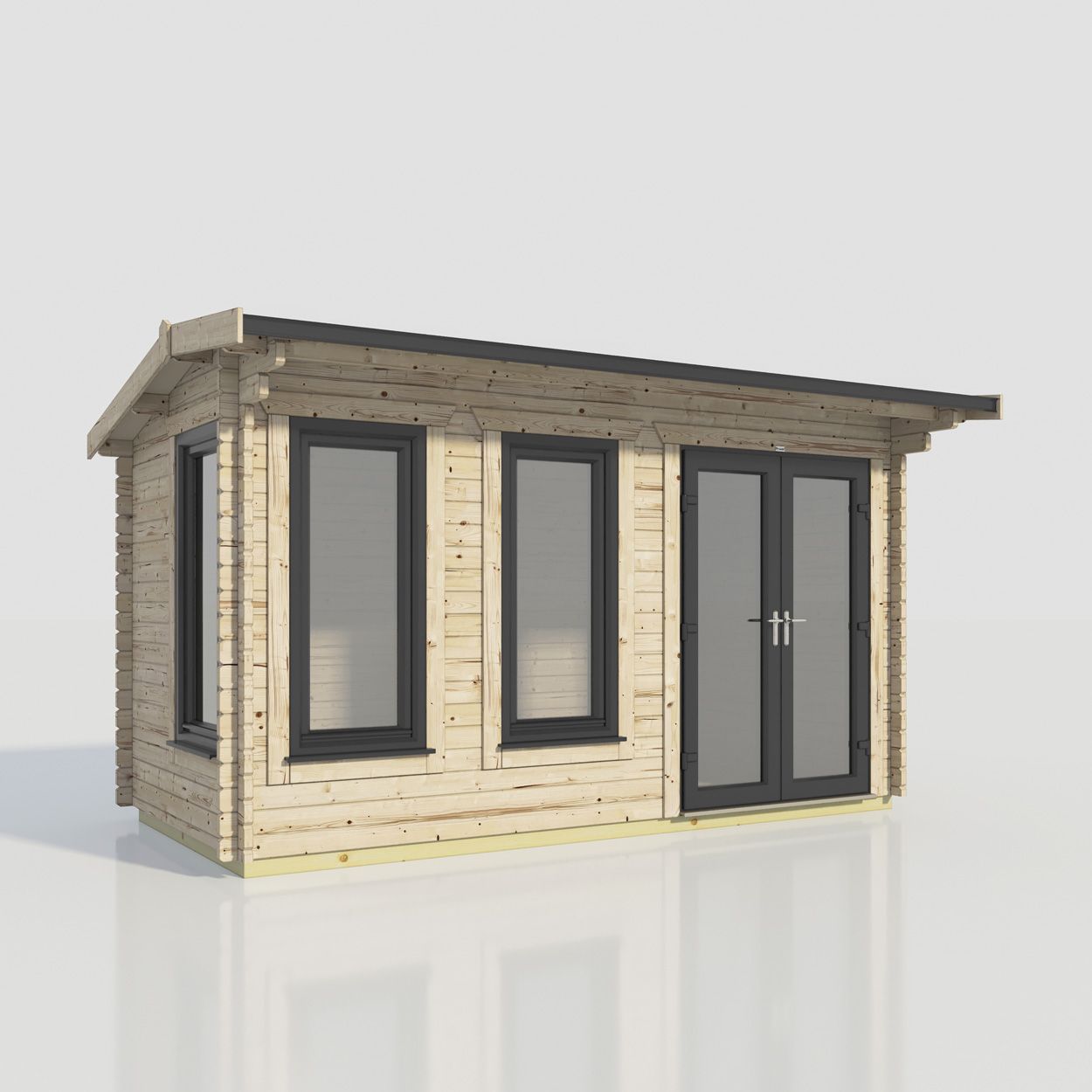 Powersheds Apex Log Cabin - 16ft x 8ft - Doors to Right - 44mm