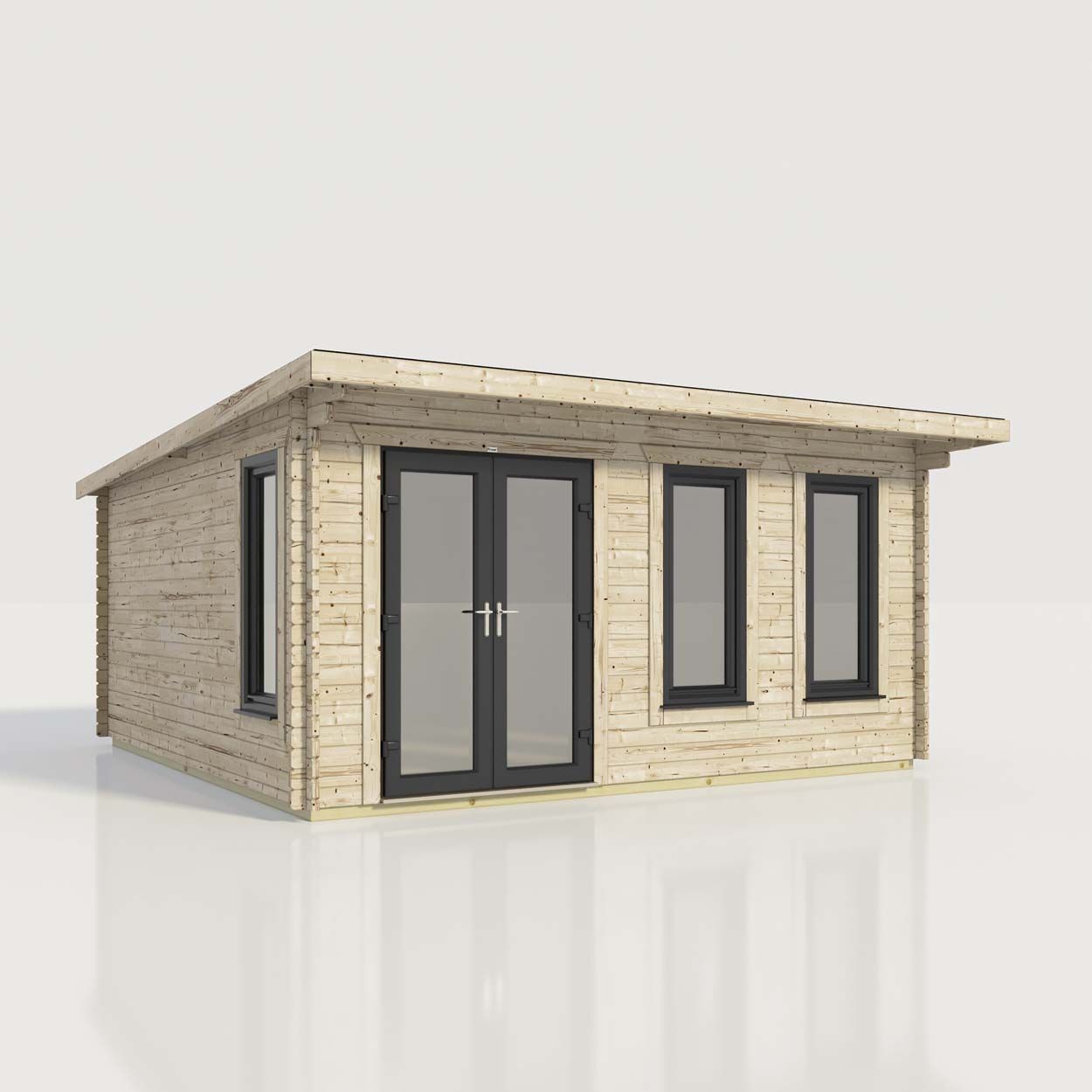 Powersheds Pent Log Cabin - 18ft x 18ft - Doors to Left - 44mm