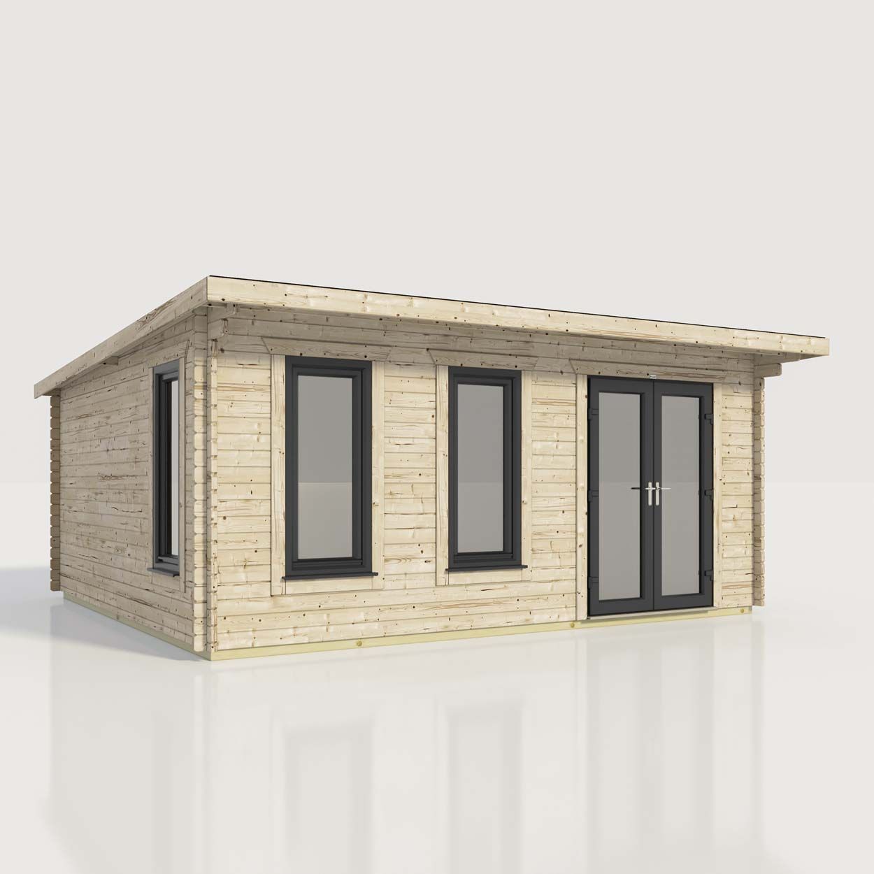 Powersheds Pent Log Cabin - 20ft x 18ft - Doors to Right - 44mm